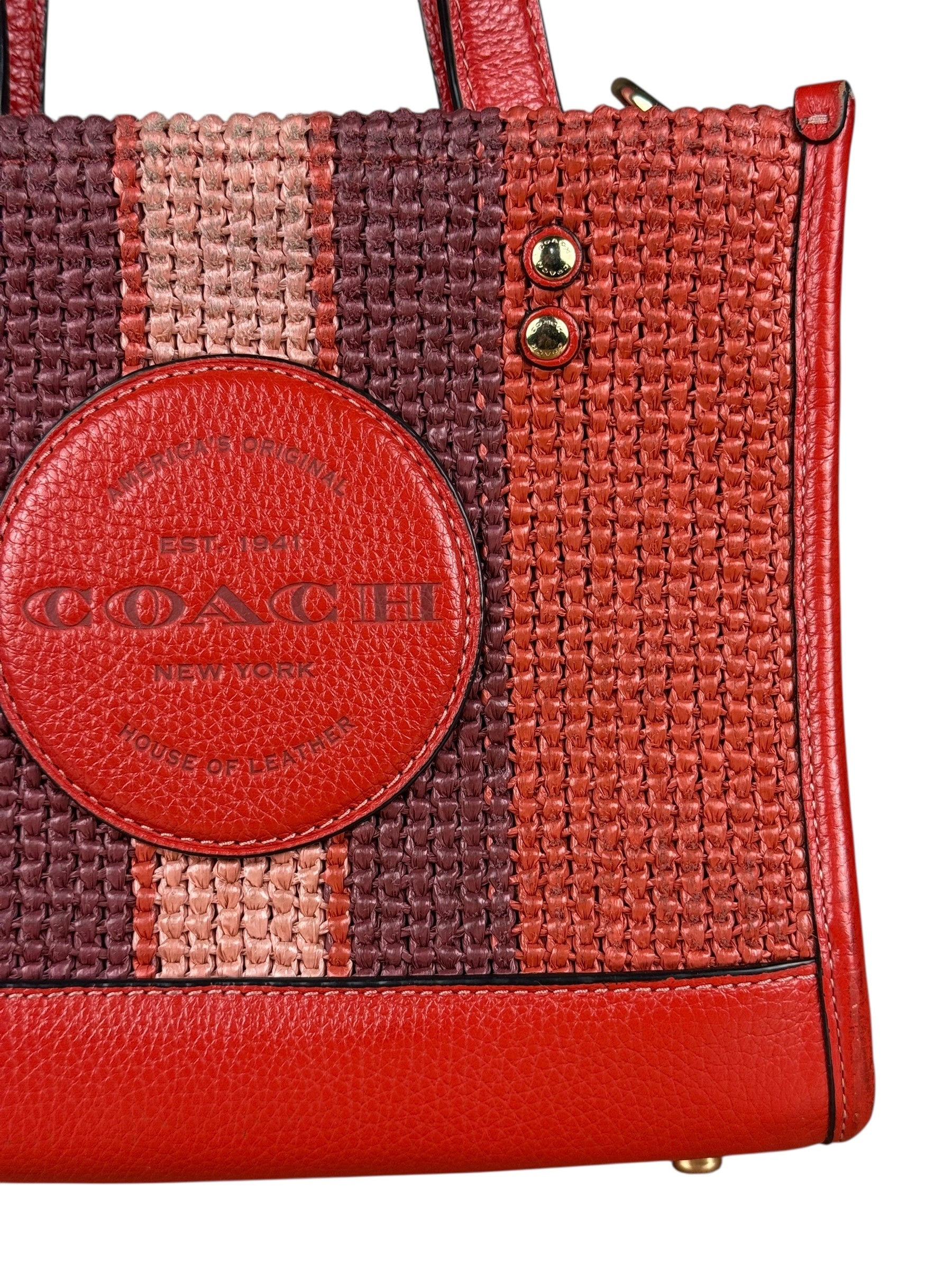 Coach Raffia Mini Tote Crossbody Bag
