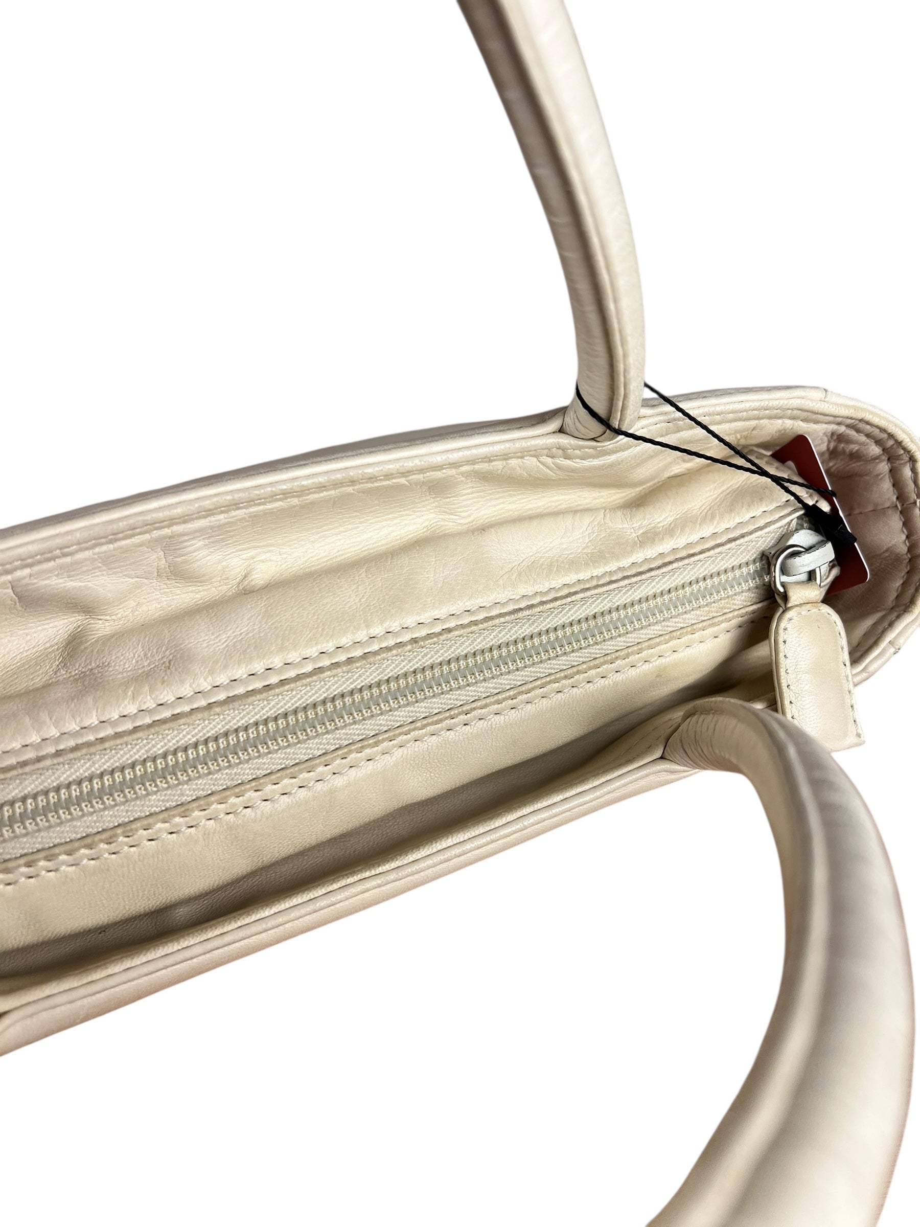 Prada Leather Tote Bag Beige/Ivory