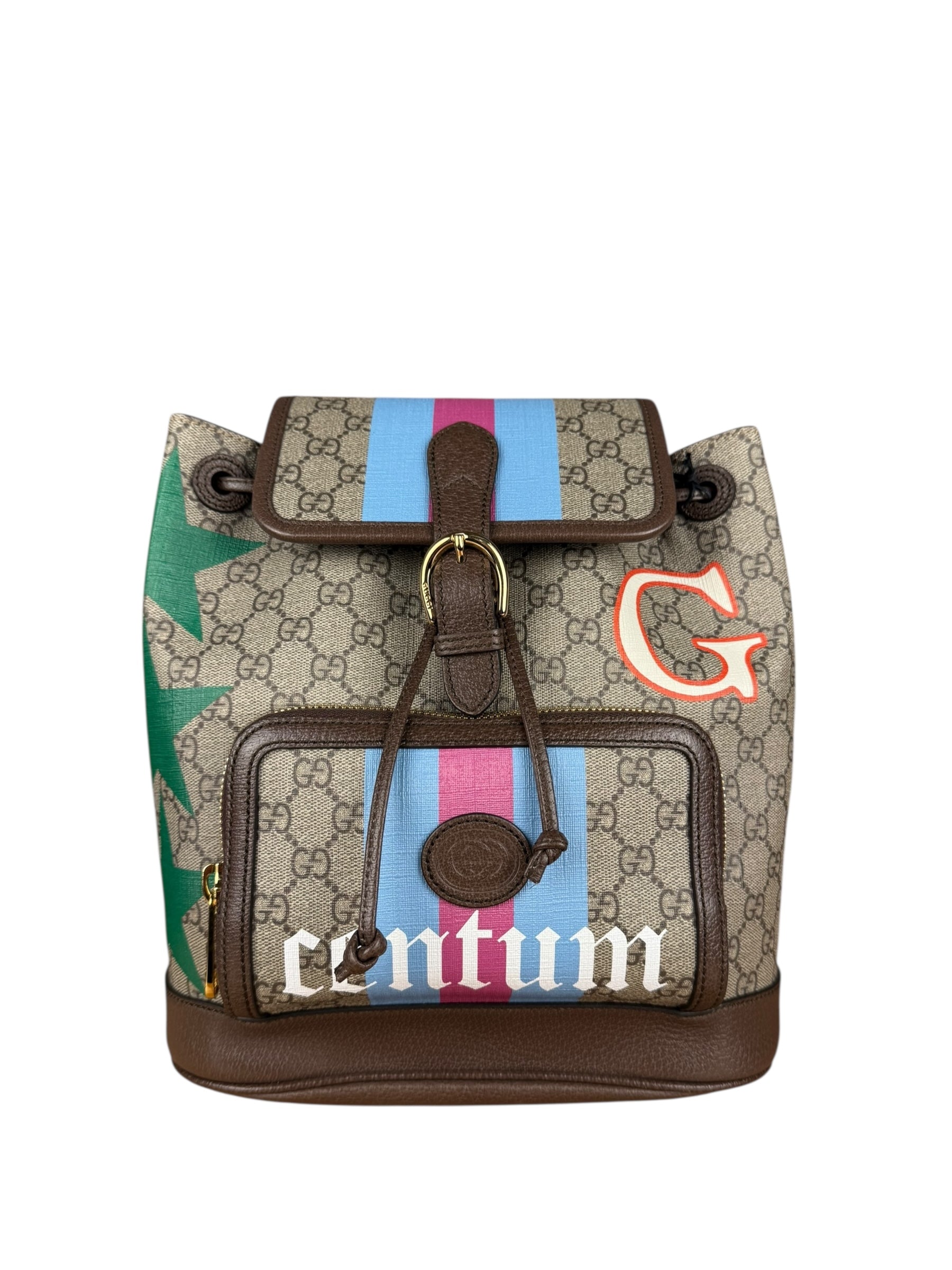 Gucci GG Equestrian Coated Canvas Backpack