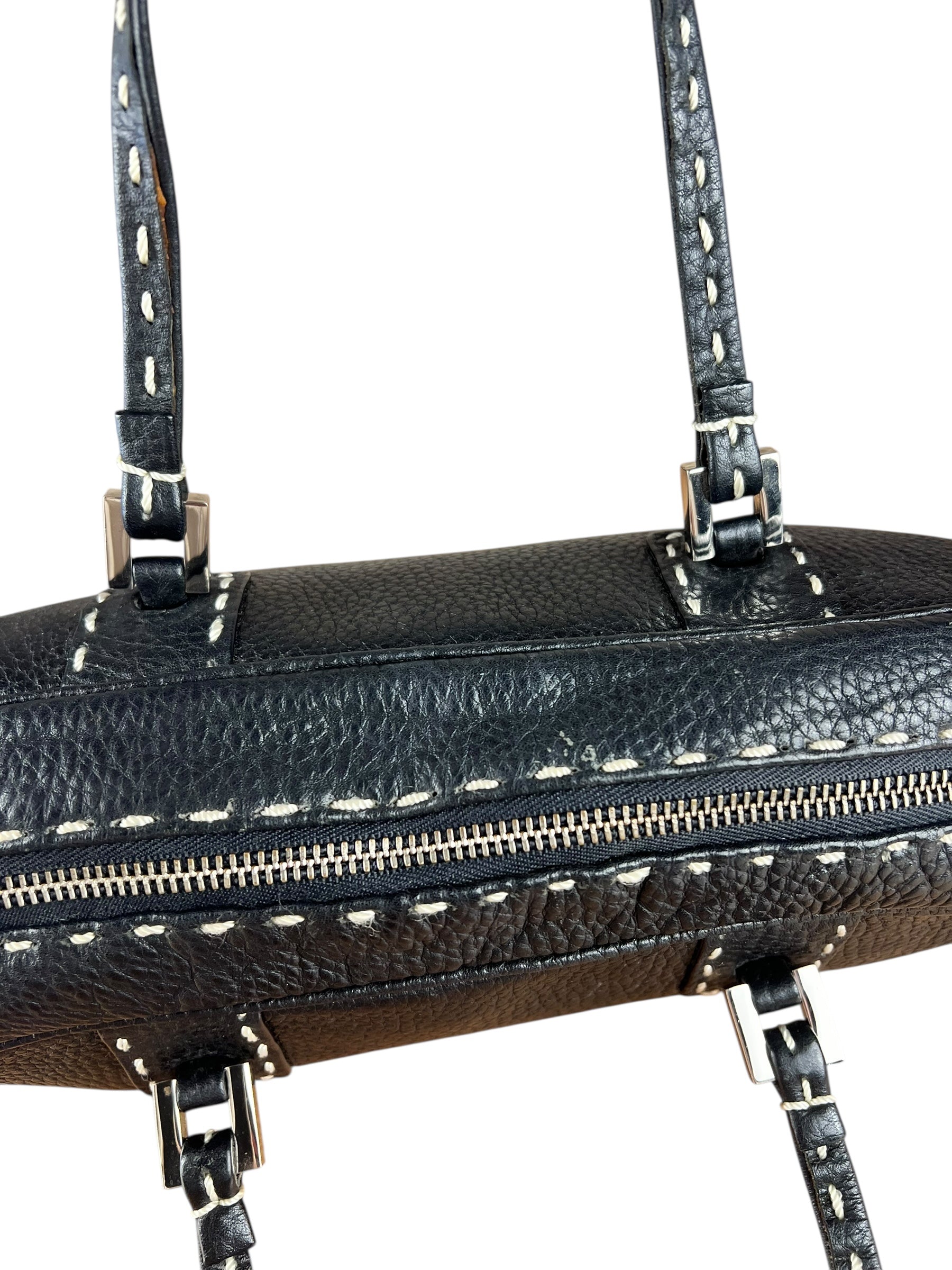 Fendi Vintage Leather Selleria Stitch Handbag