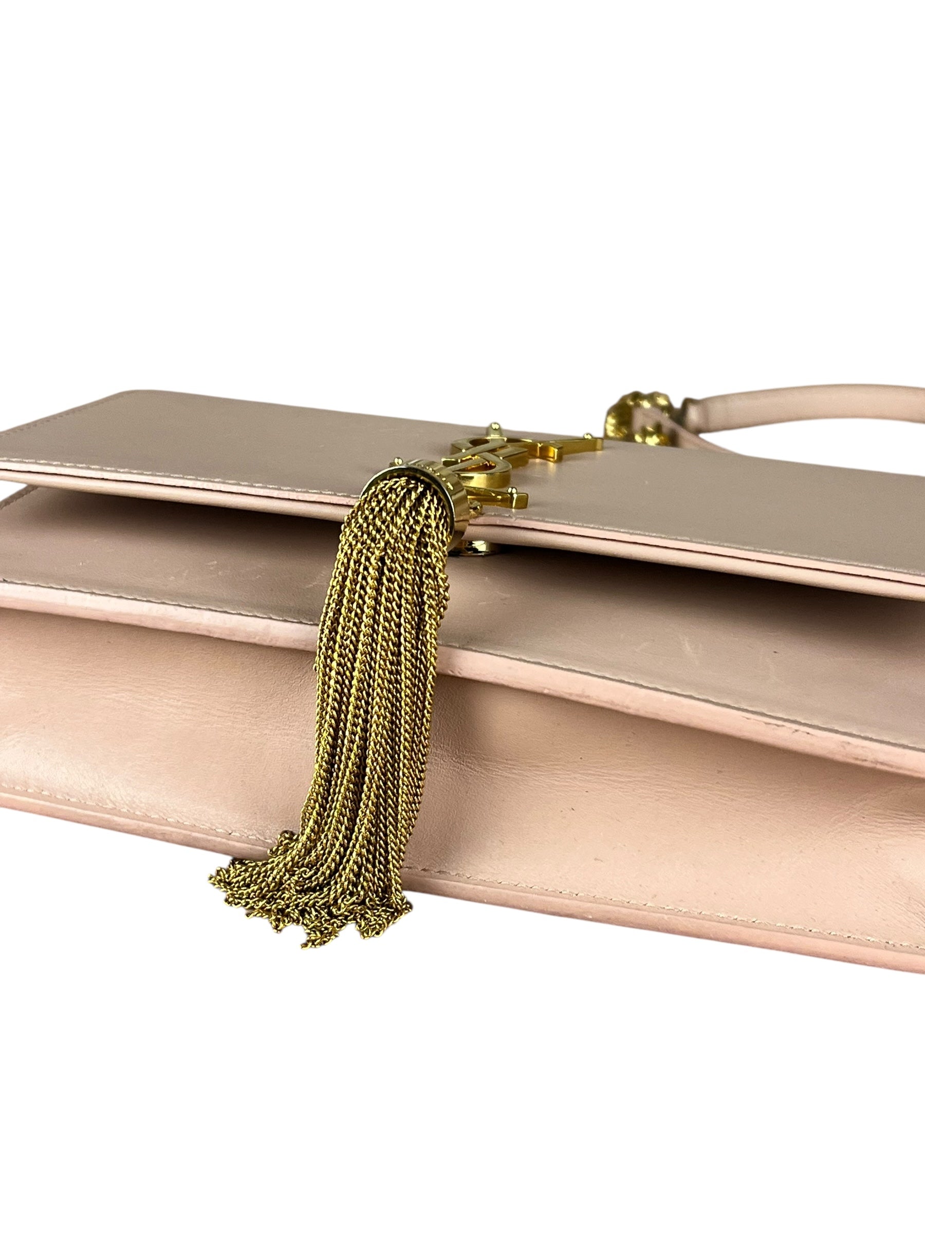 Saint Laurent Smooth Calfskin Monogram Kate Tassel Chain Pink