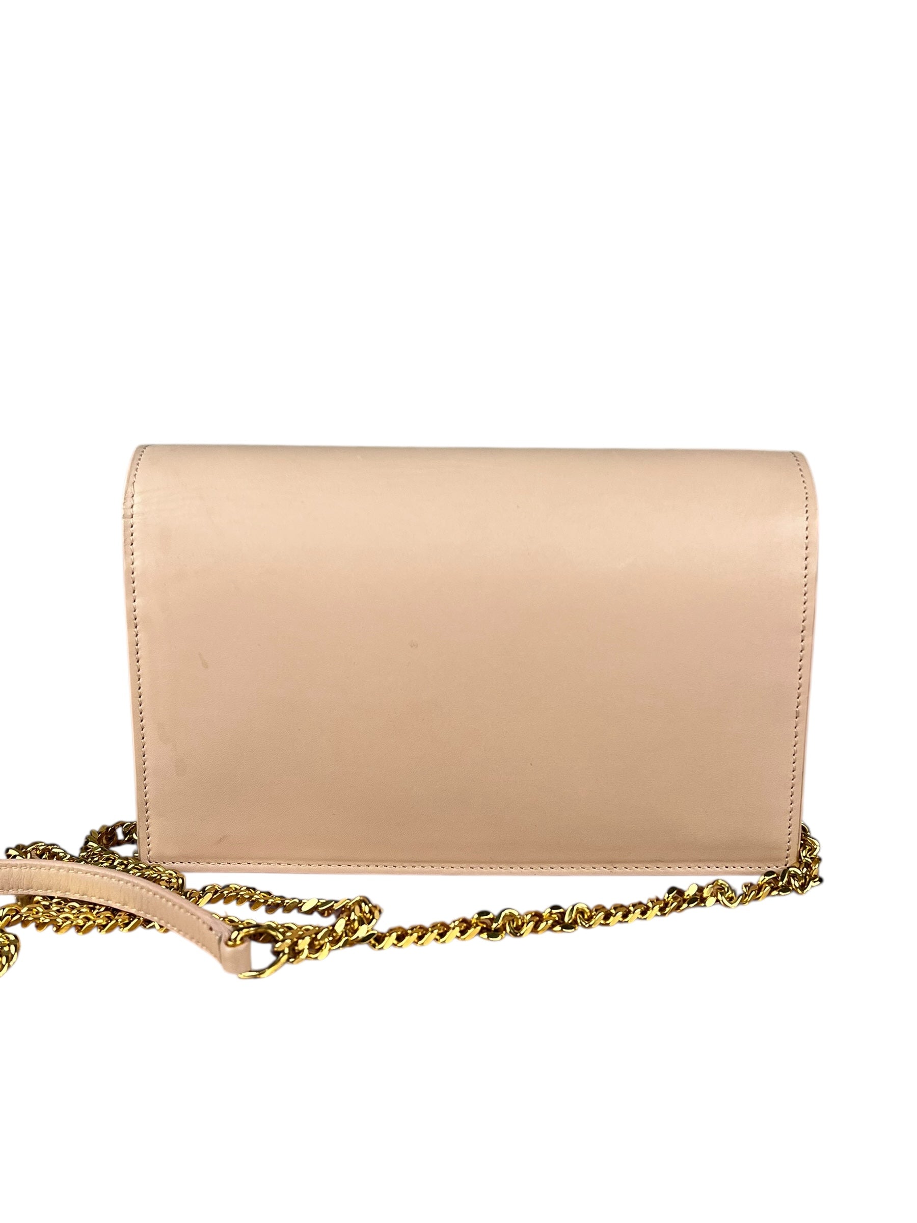 Saint Laurent Smooth Calfskin Monogram Kate Tassel Chain Pink
