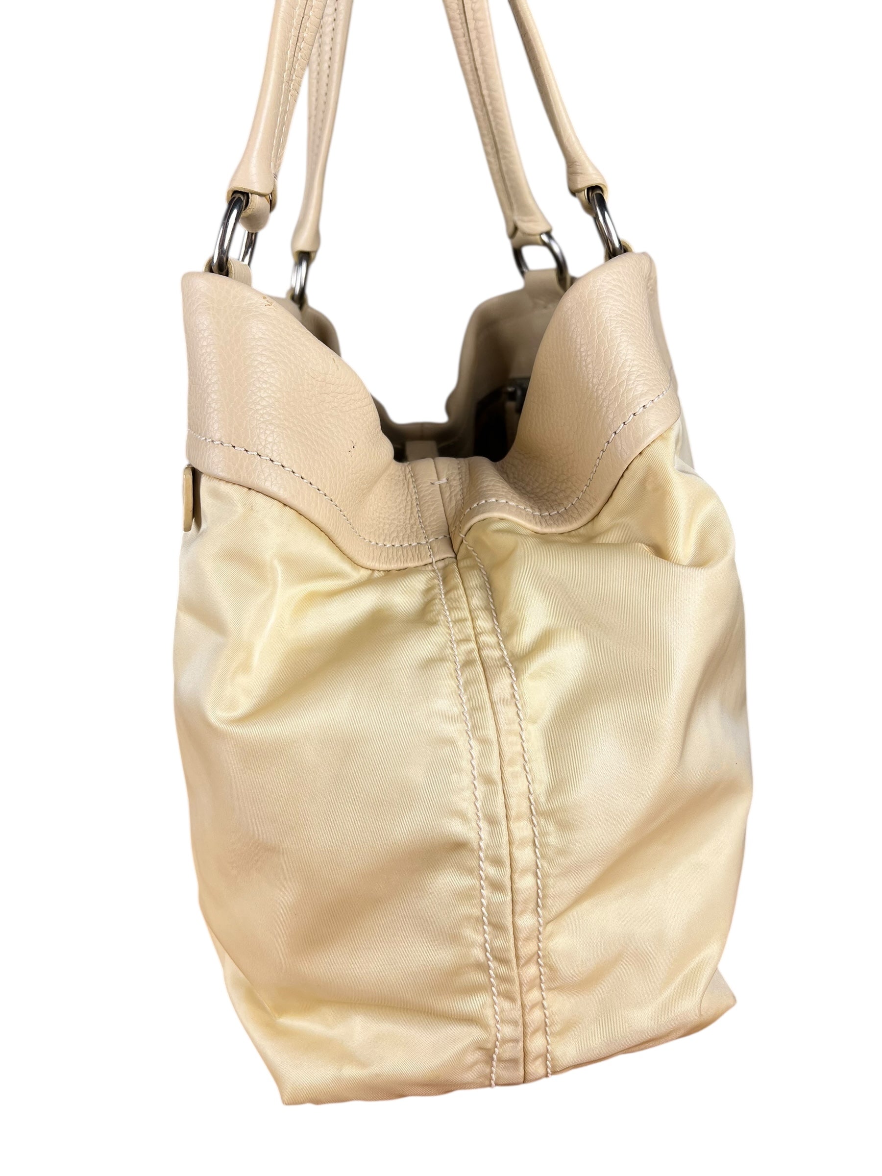 Prada Beige Nylon/Leather Shoulder Bag