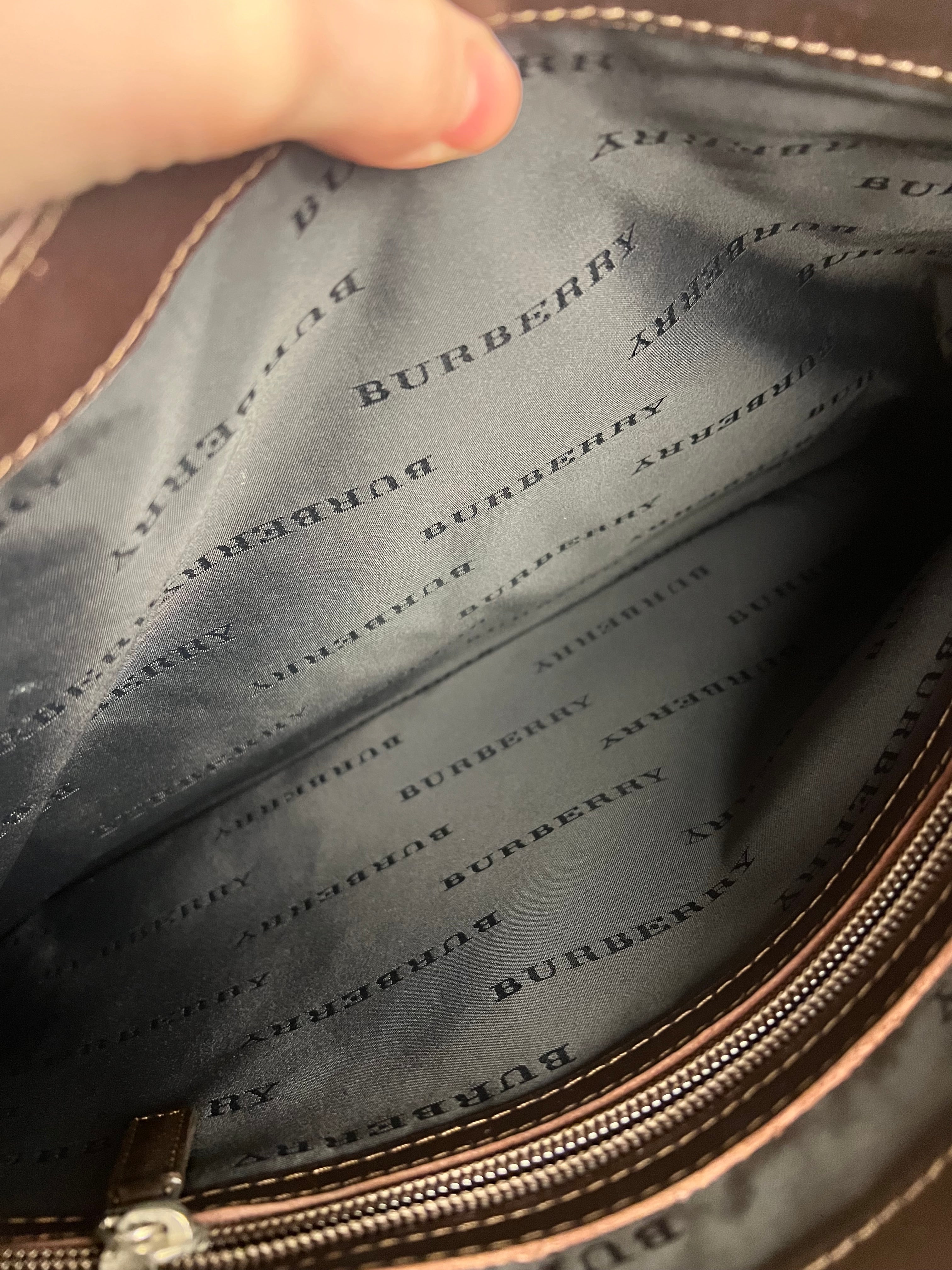 Burberry Leather Trim Nova Check Tote Bag