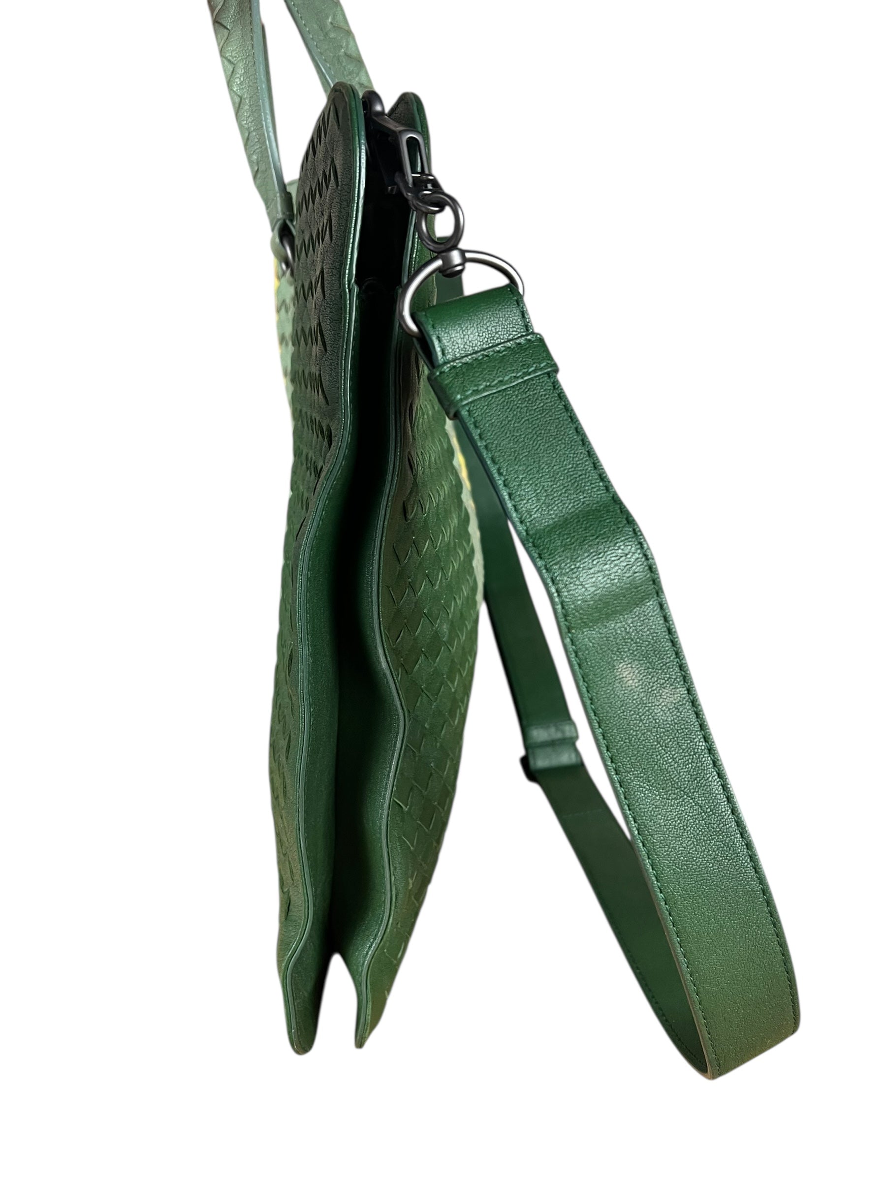 Bottega Veneta Intercciato Multicolor Business Bag Green/Yellow