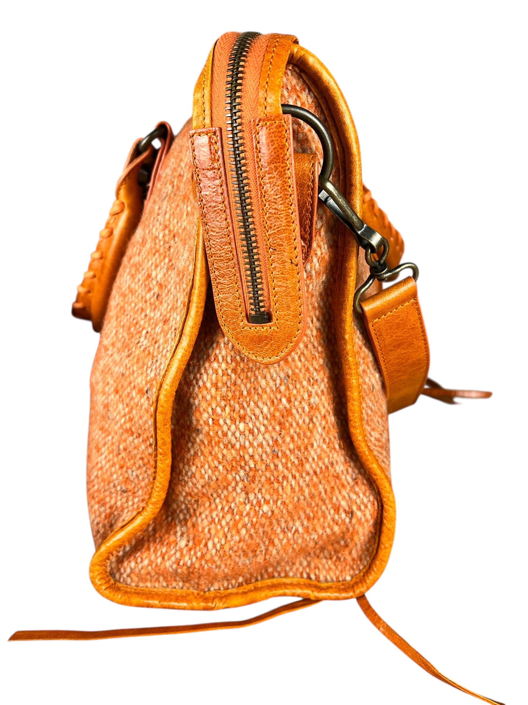 Balenciaga Wool Knit Orange City Bag