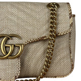 Gucci Raffia Snake-Trimmed Marmont Chain Bag