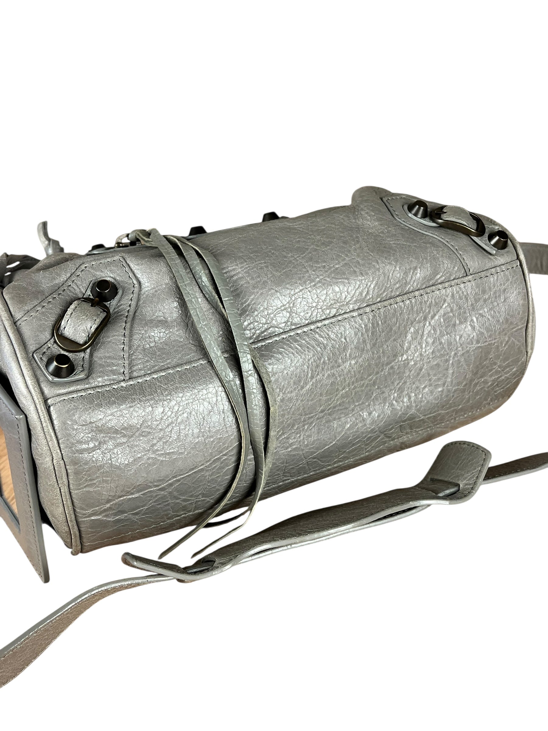Balenciaga Mini Classic Leather City Bag Grey