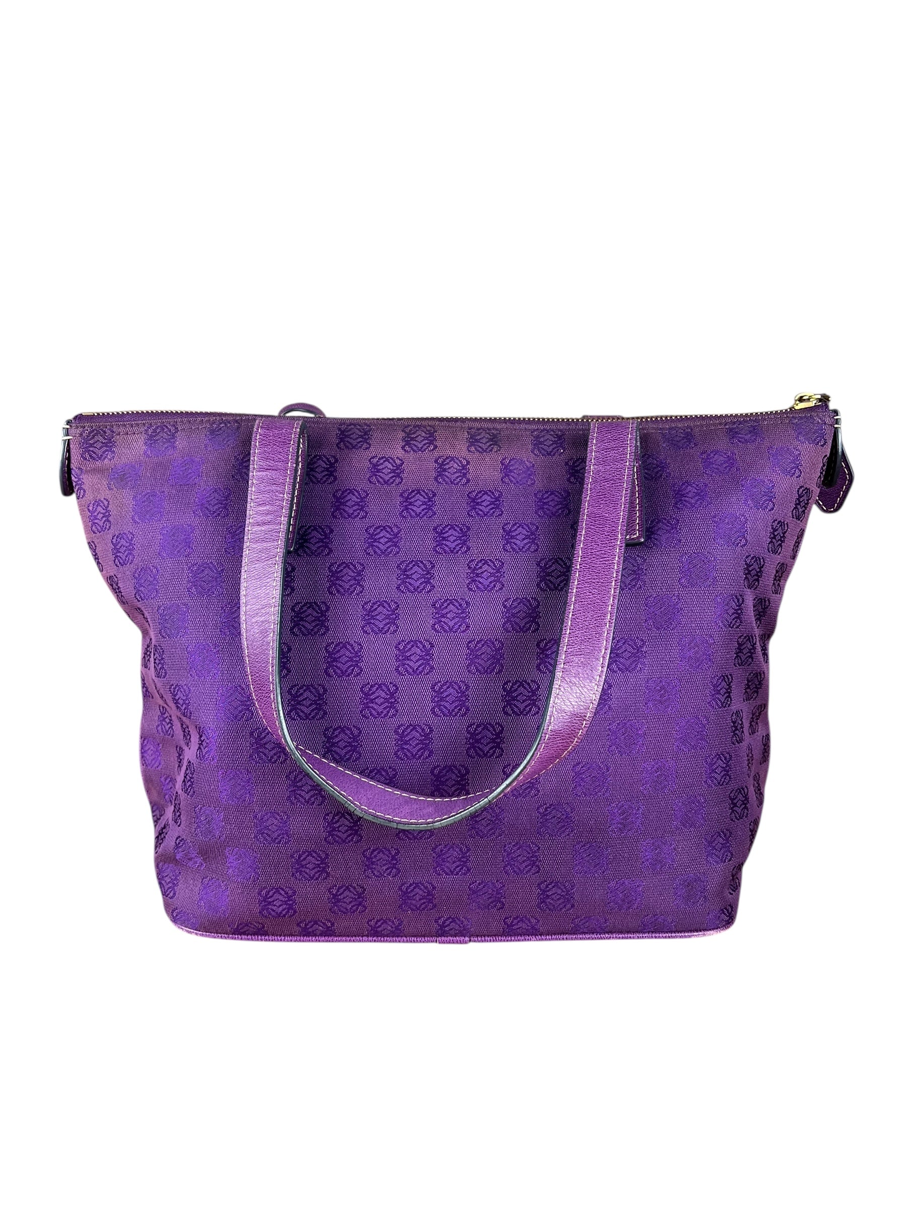 Loewe Vintage Purple Anagram Shoulder Tote