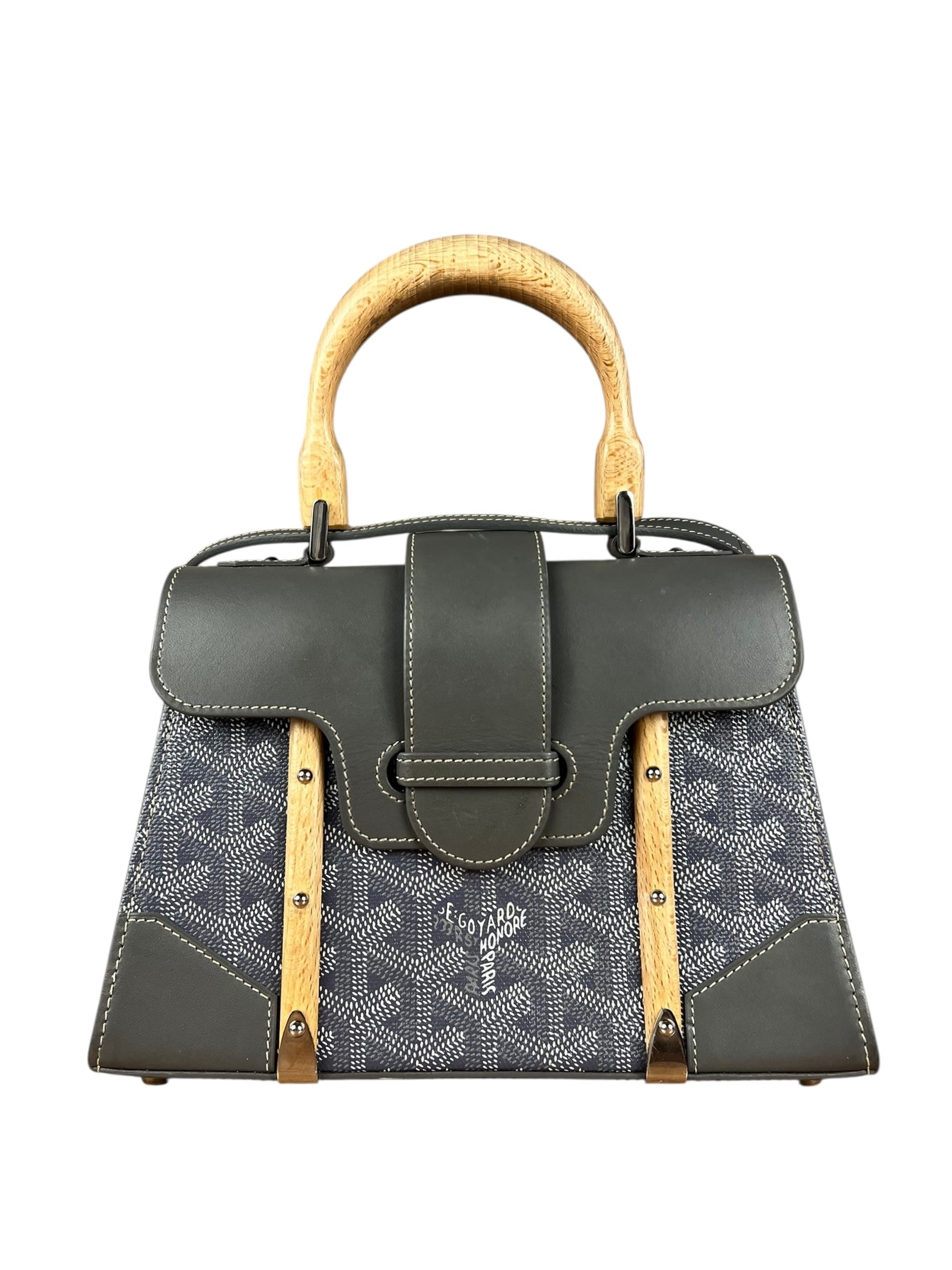 Goyard Mini Grey Goyardine Saigon Top Handle Bag