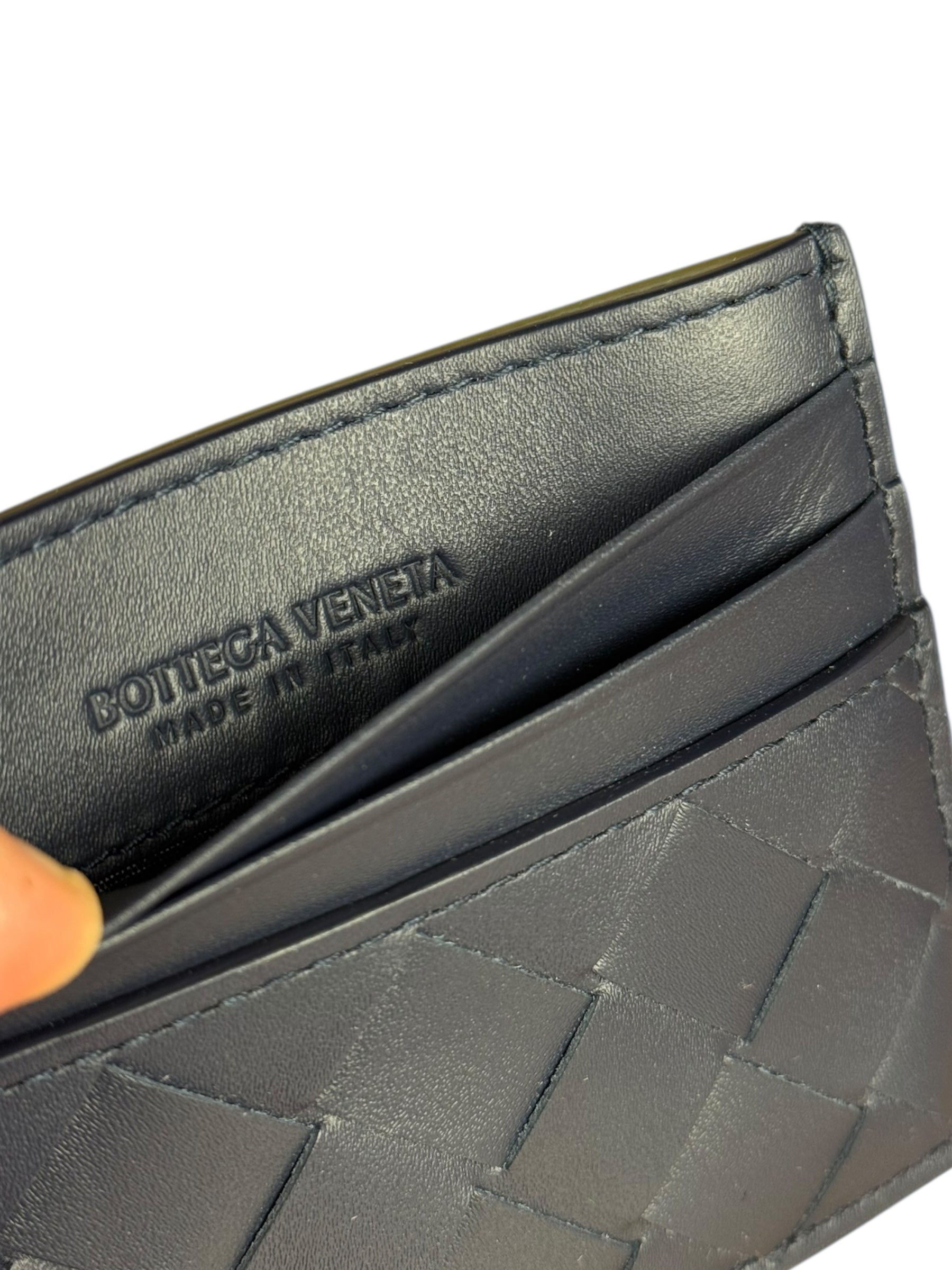 Bottega Veneta Intrecciato Cardholder Navy/Olive