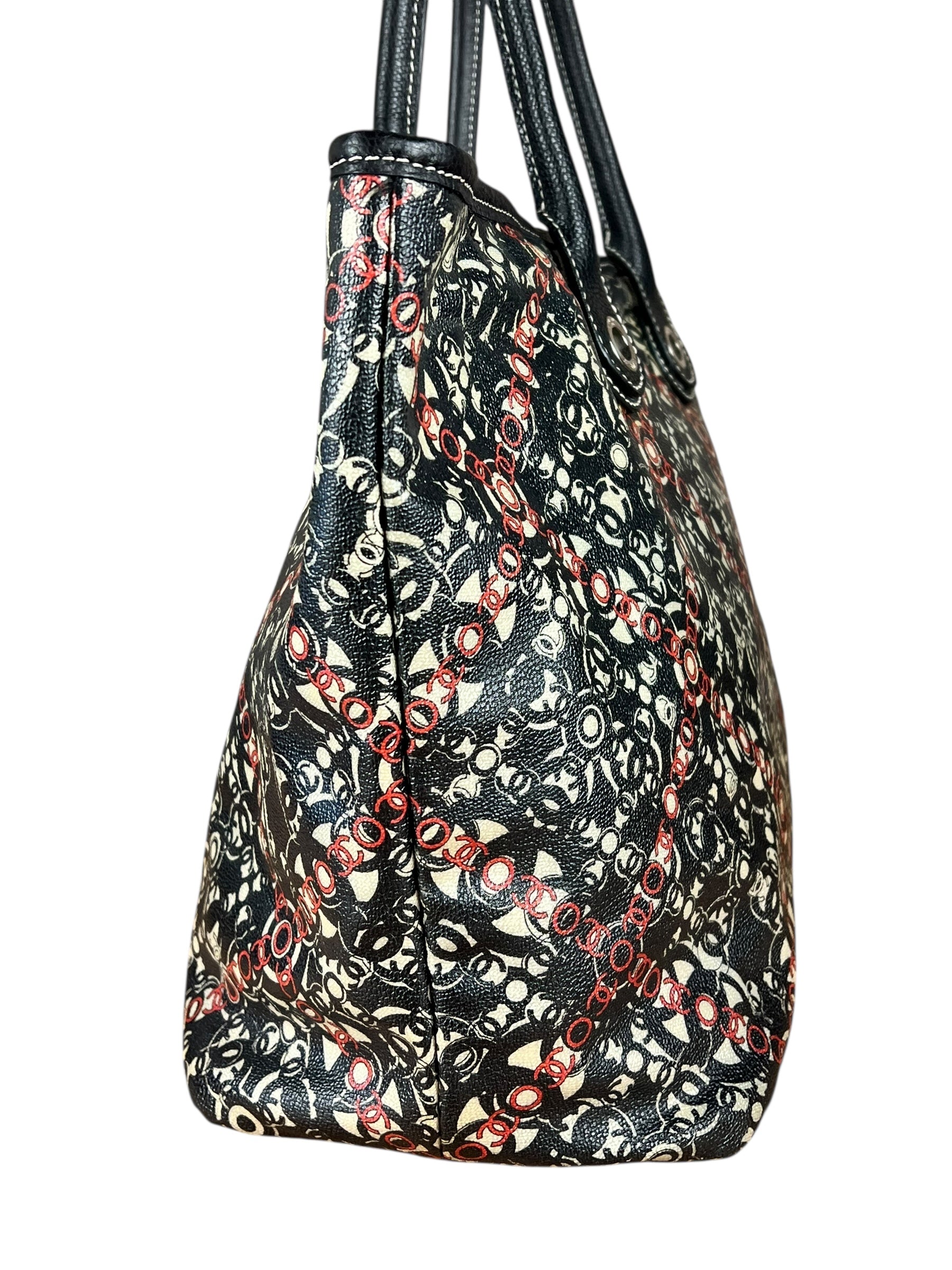 Chanel Optic Coco Chainlink Print Shoulder Tote
