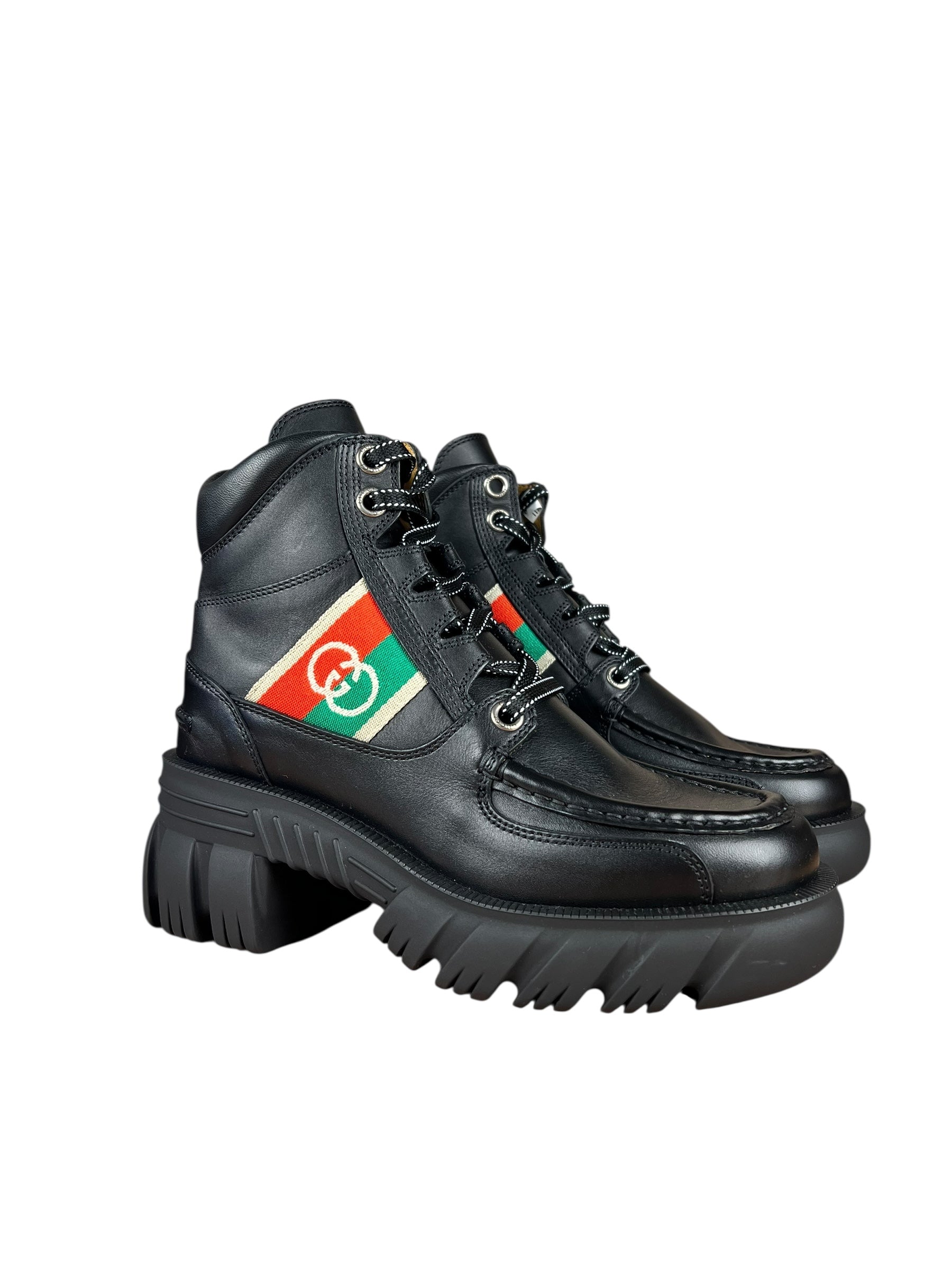 Gucci Romans Leather Interlocking G Ankle Boots