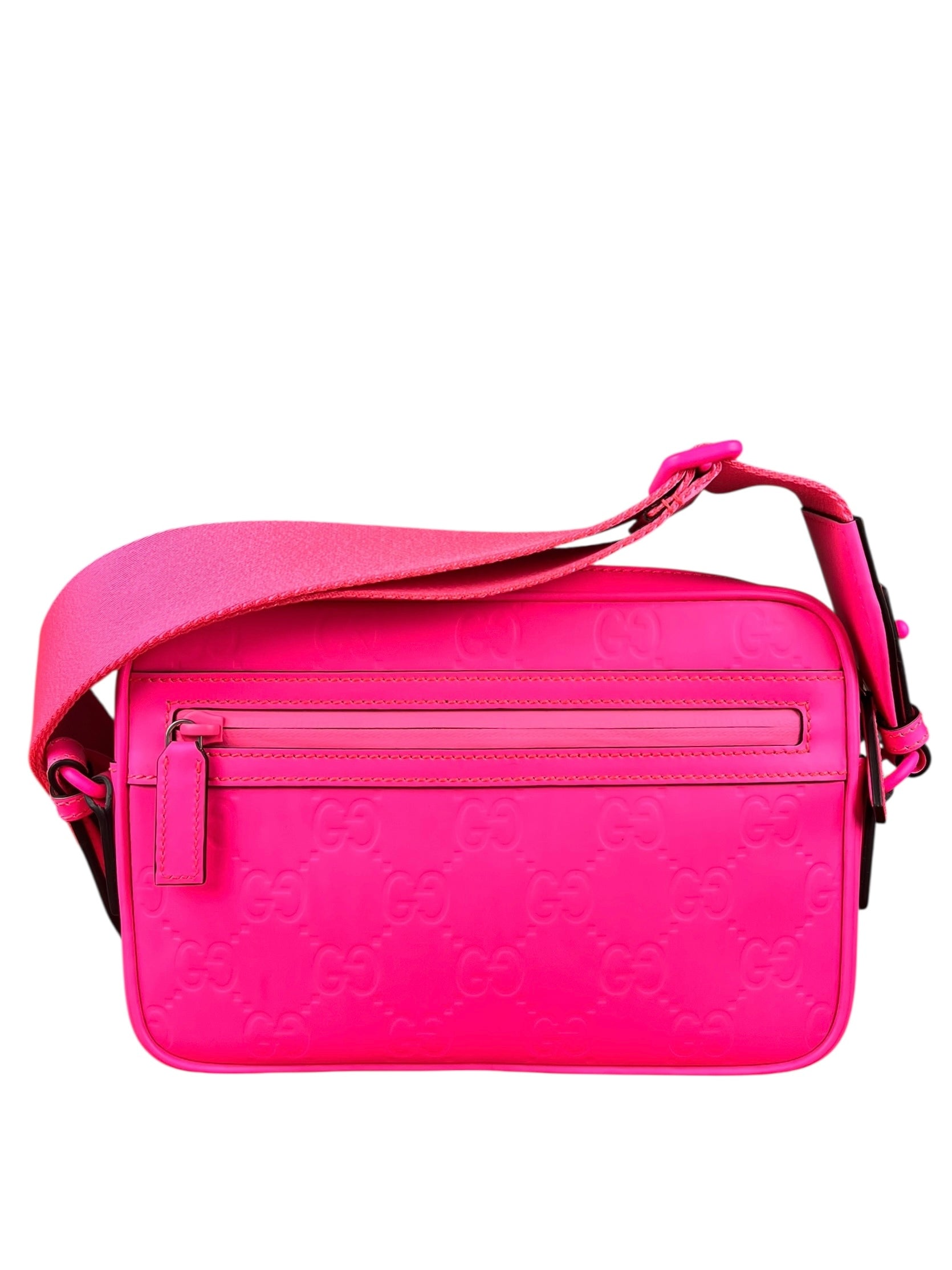 Gucci Hot Pink GG Rubber Effect Crossbody Bag