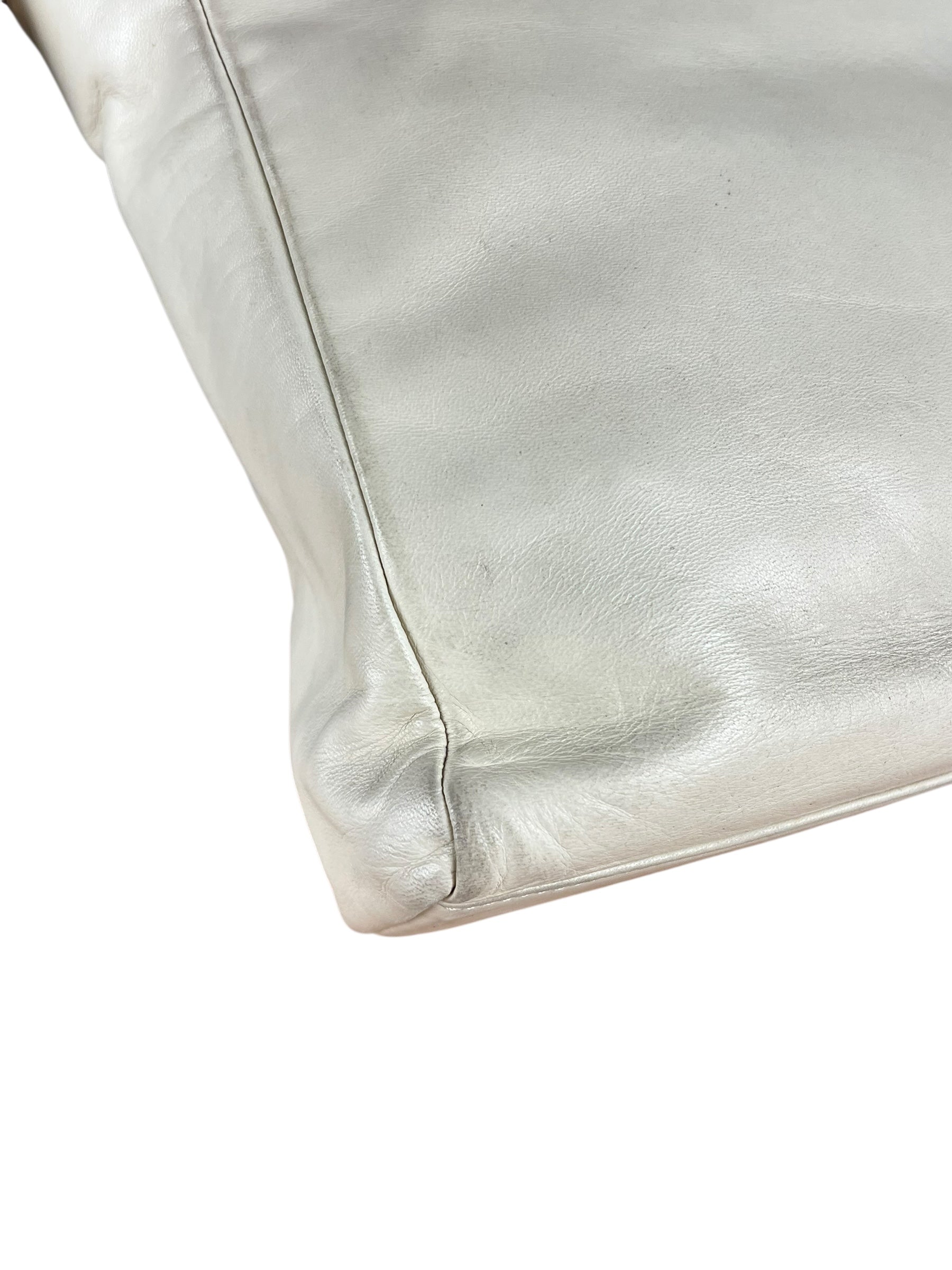 Prada Leather Tote Bag Beige/Ivory