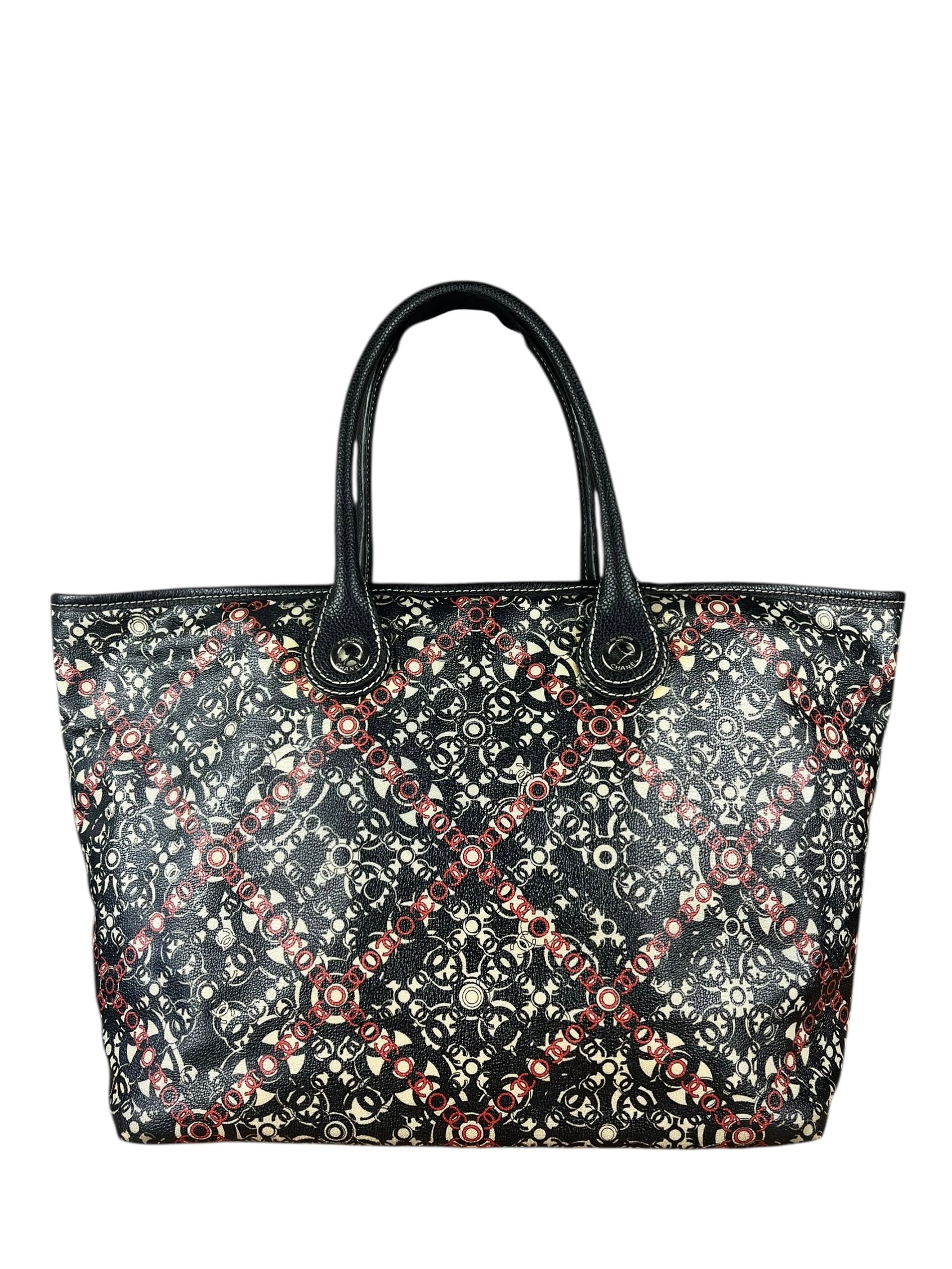 Chanel Optic Coco Chainlink Print Shoulder Tote