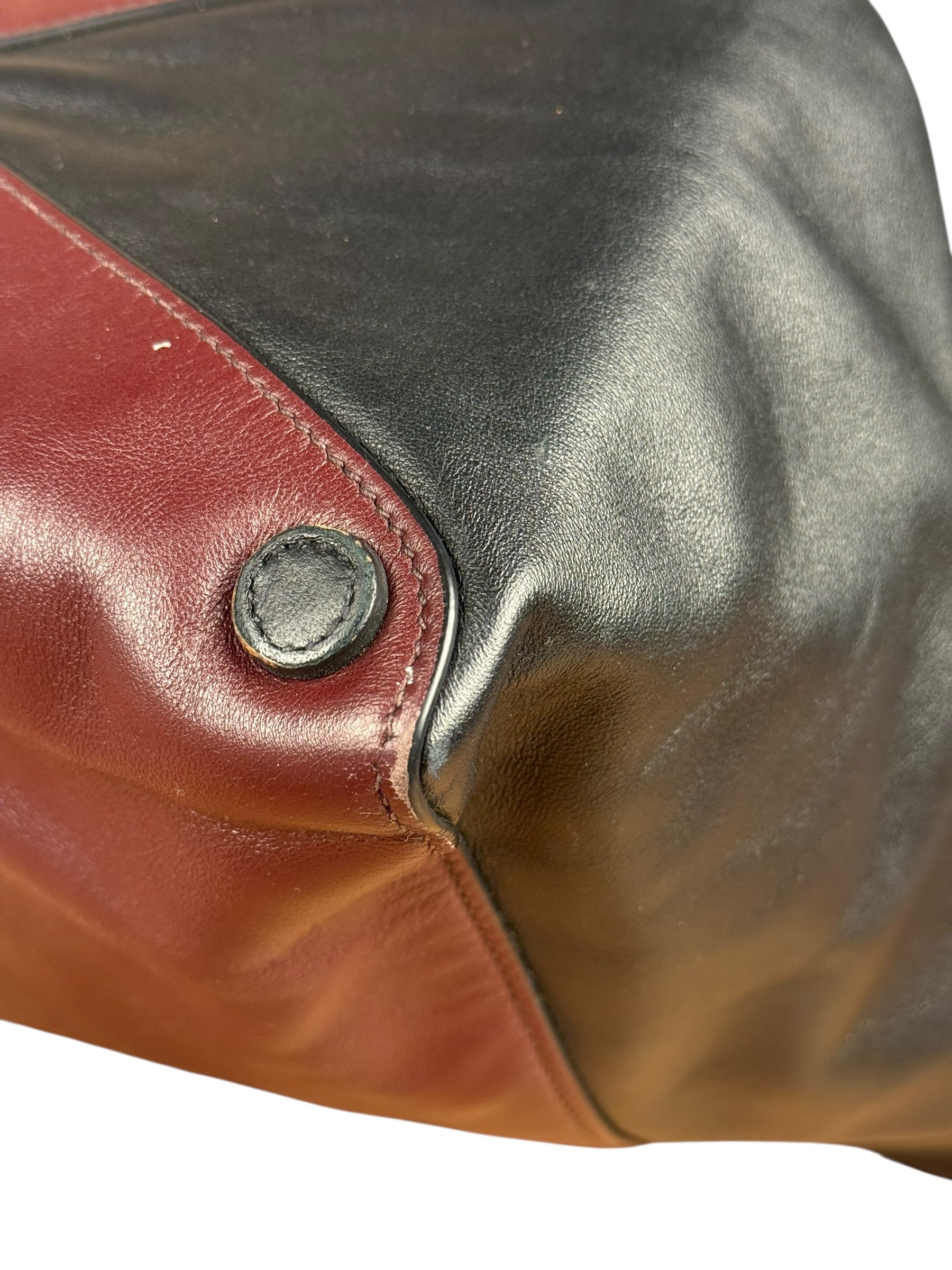 Prada Black/Burgundy Leather Shoulder Tote