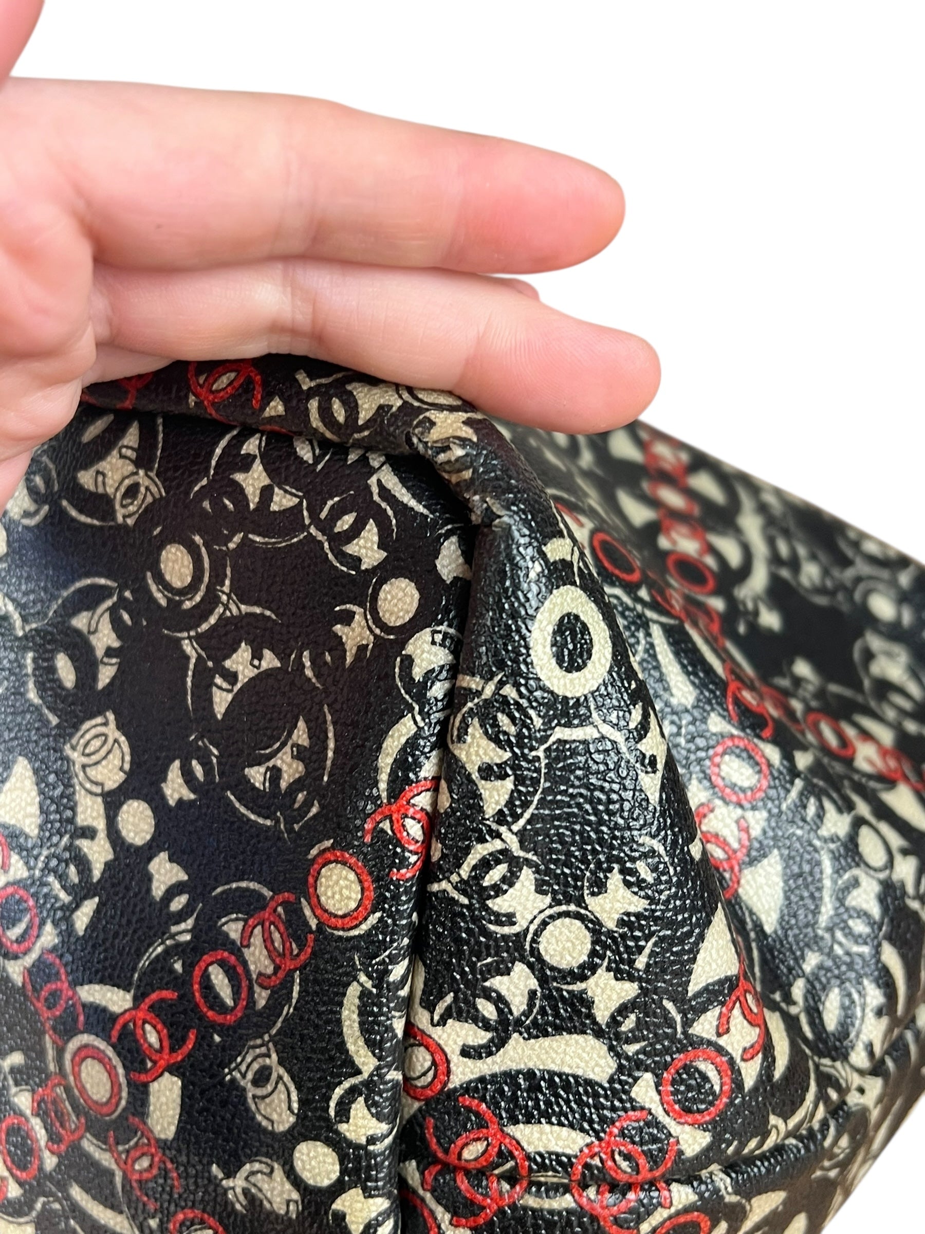 Chanel Optic Coco Chainlink Print Shoulder Tote