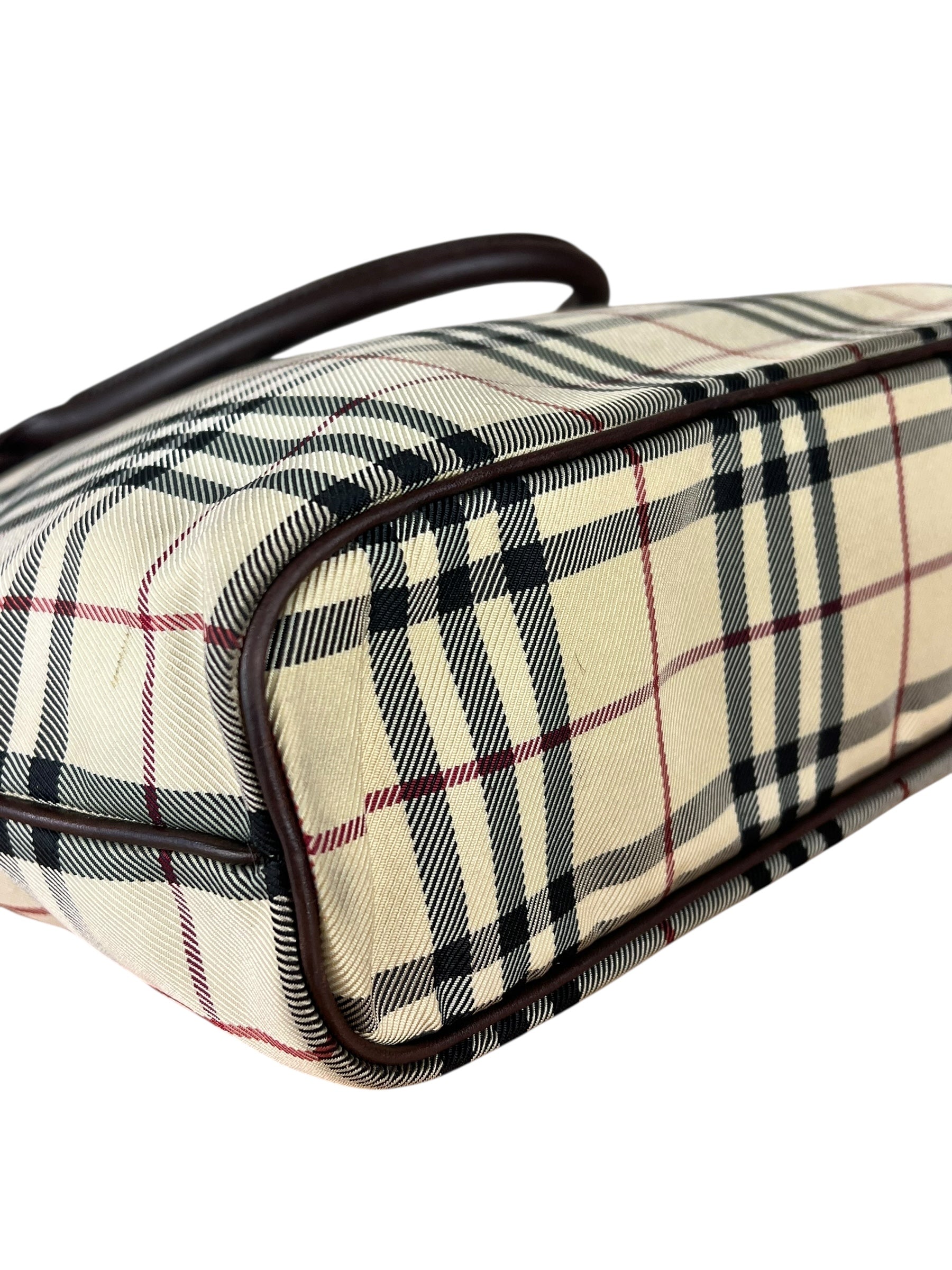Burberry Leather Trim Nova Check Tote Bag