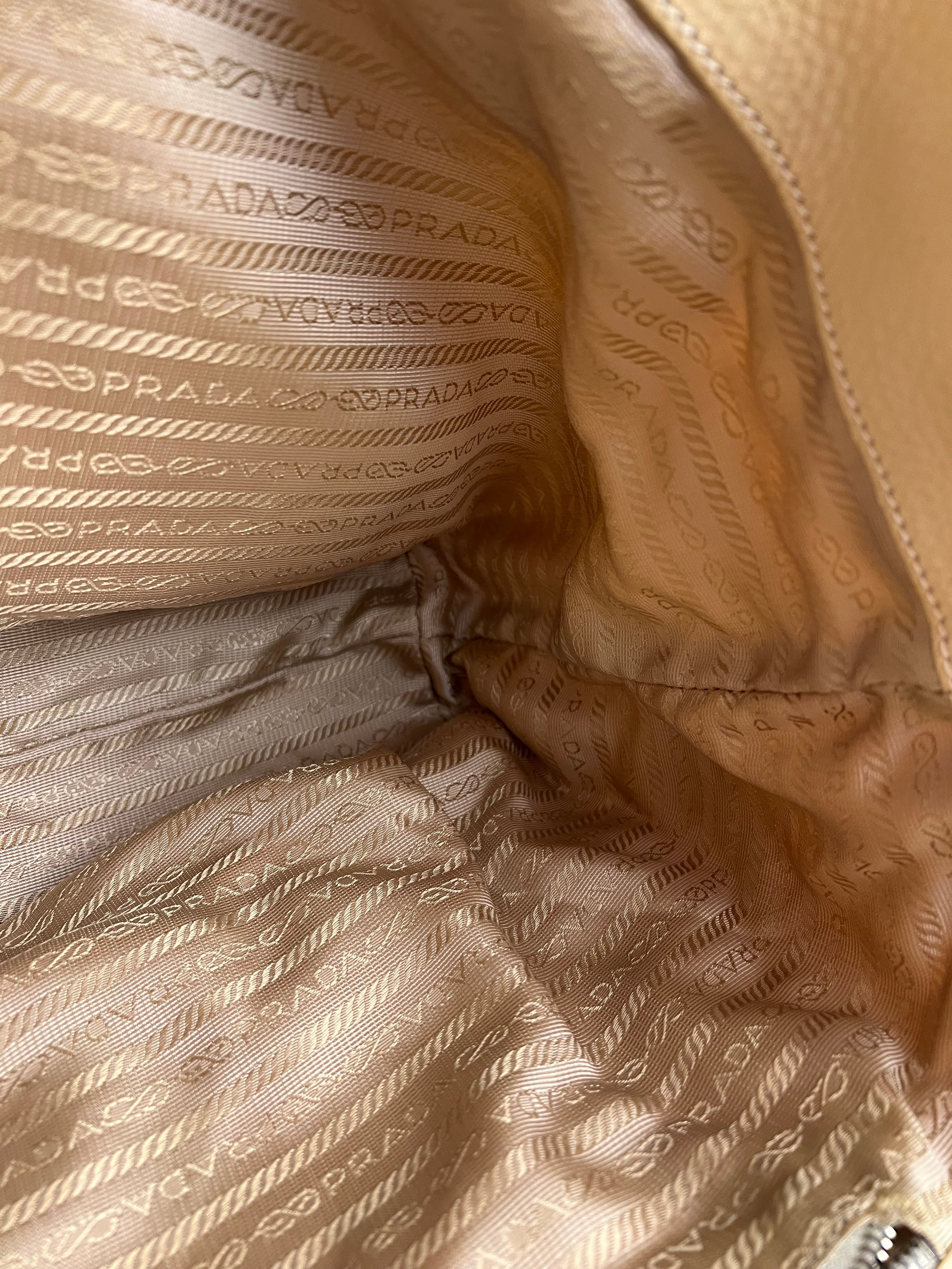Prada Beige Nylon/Leather Shoulder Bag