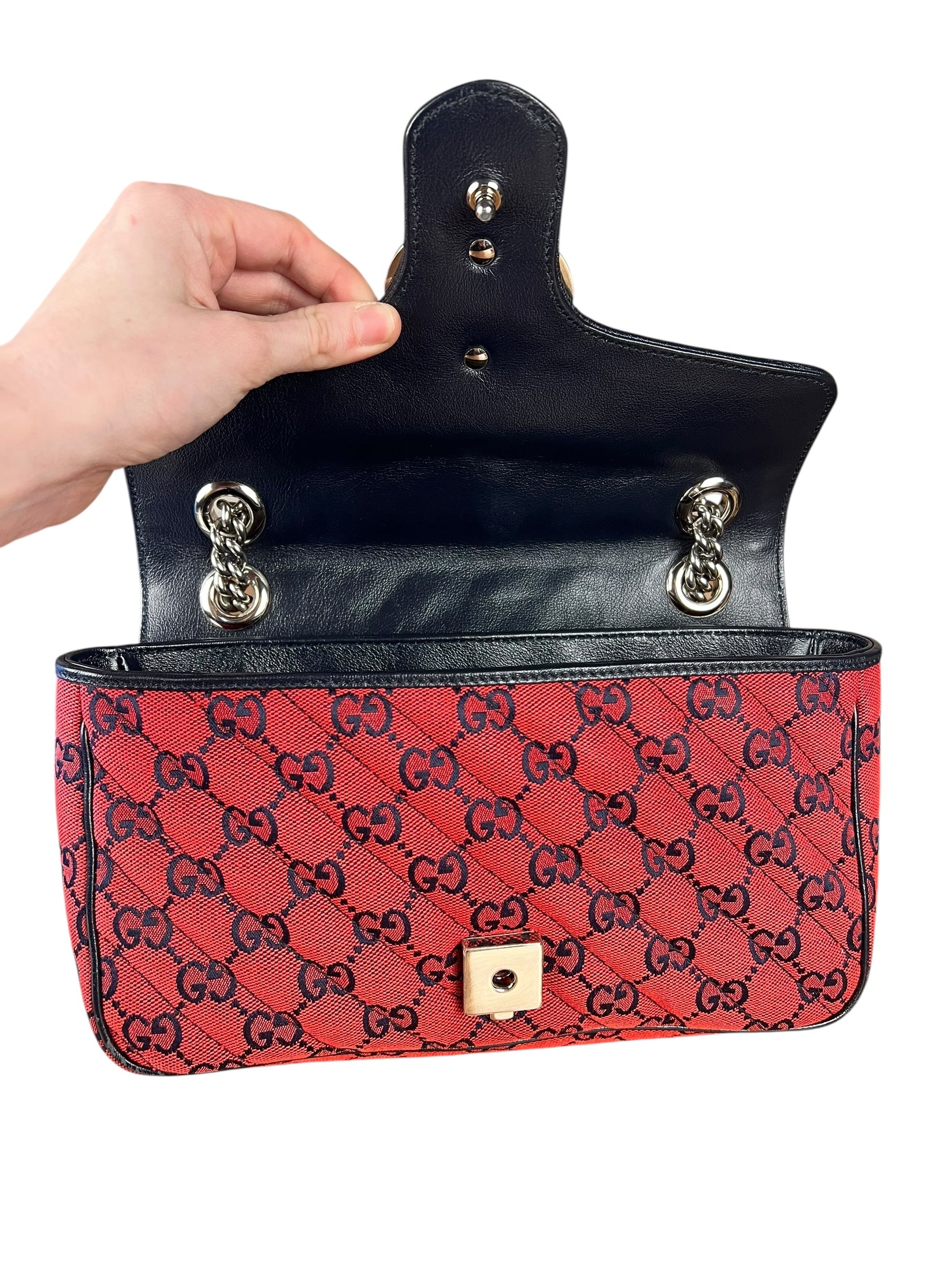 Gucci GG Red Marmont Flap Chain Shoulder Bag