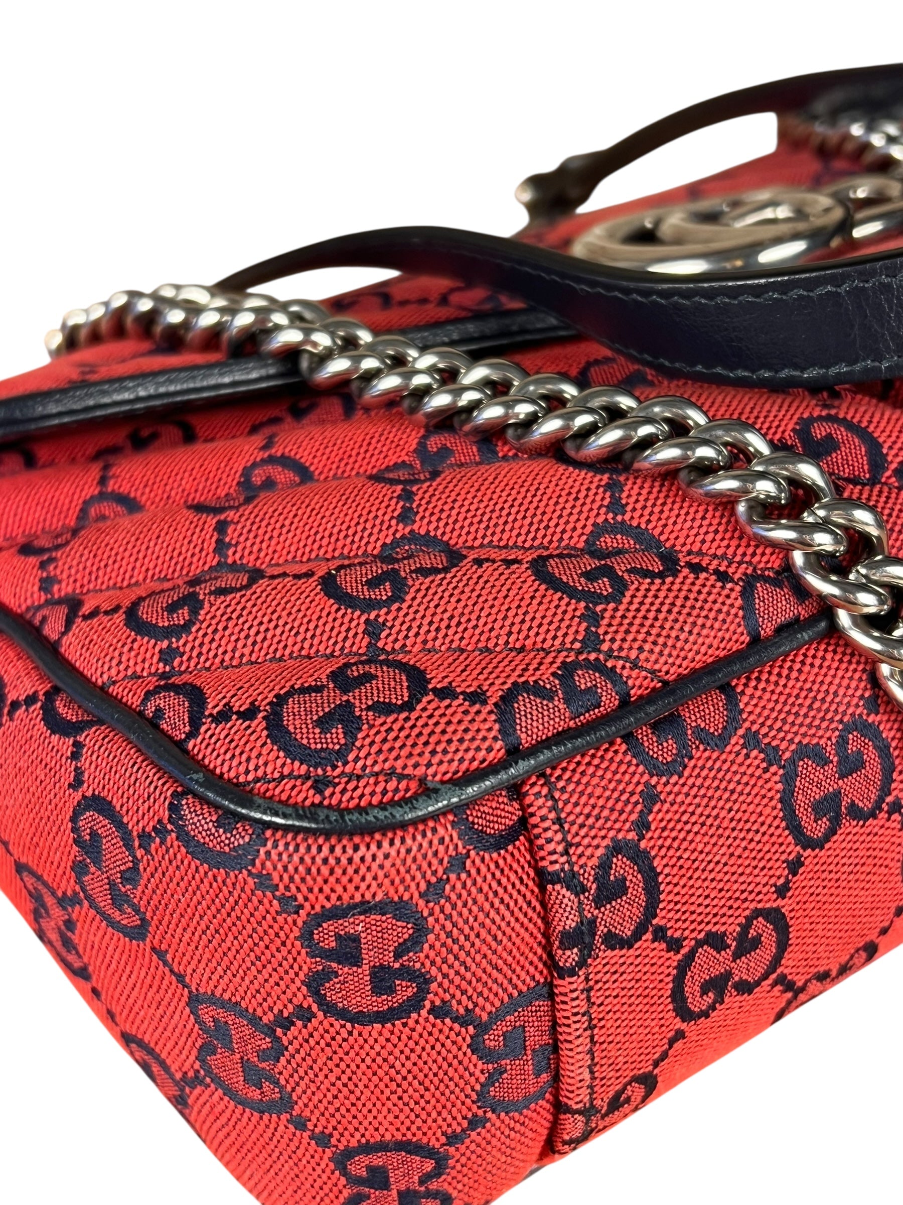 Gucci GG Red Marmont Flap Chain Shoulder Bag