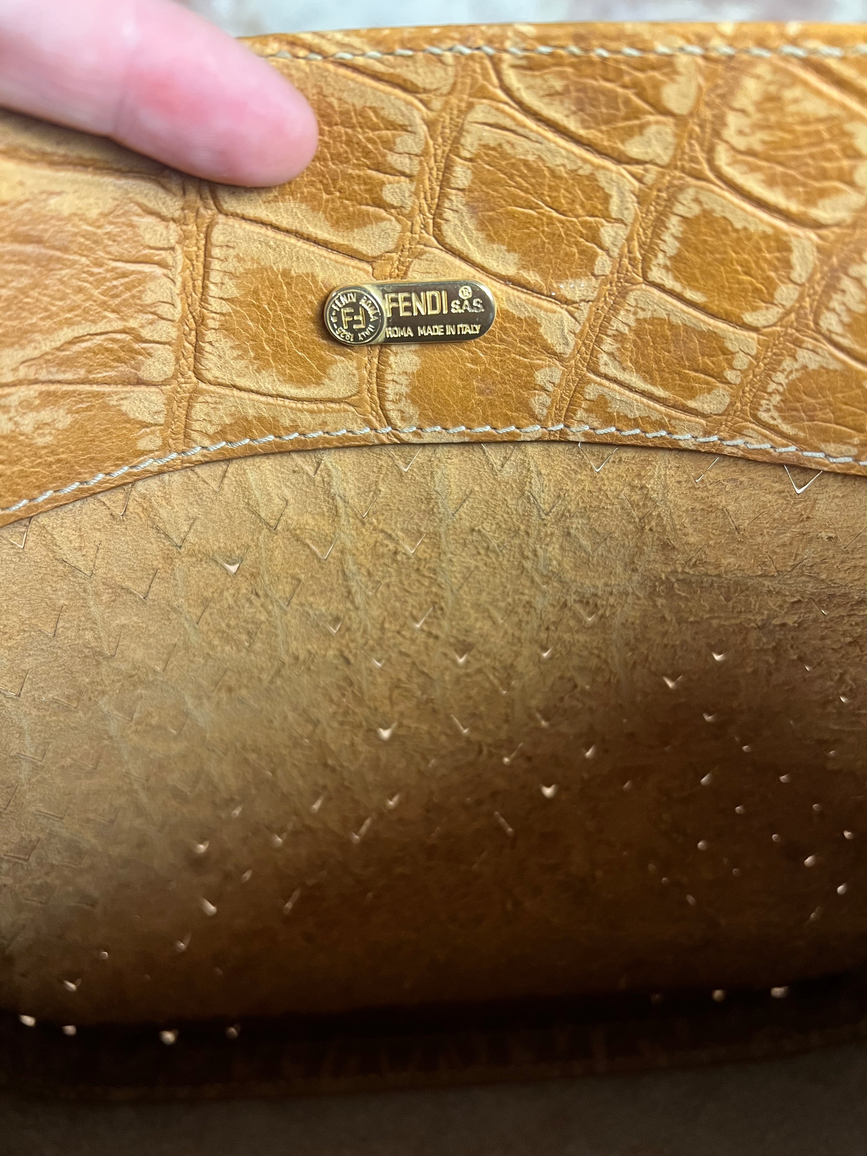 Fendi Vintage Crocodile-Embossed Leather Crossbody Bag