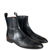 Gucci Black Imprime Pattern Leather Chelsea Boot