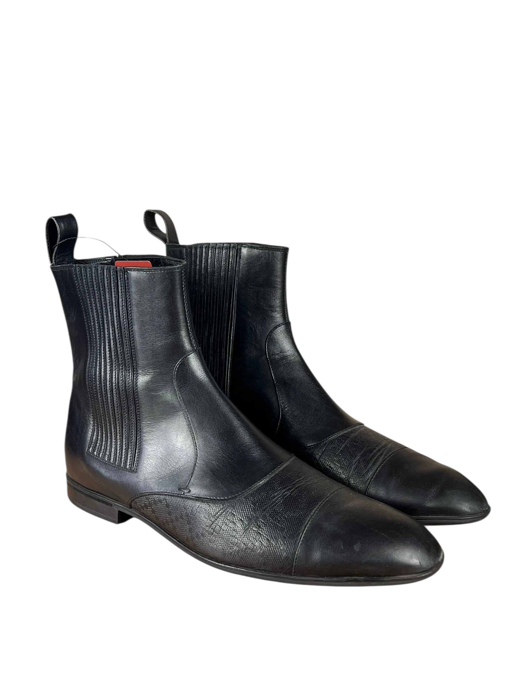 Gucci Black Imprime Pattern Leather Chelsea Boot
