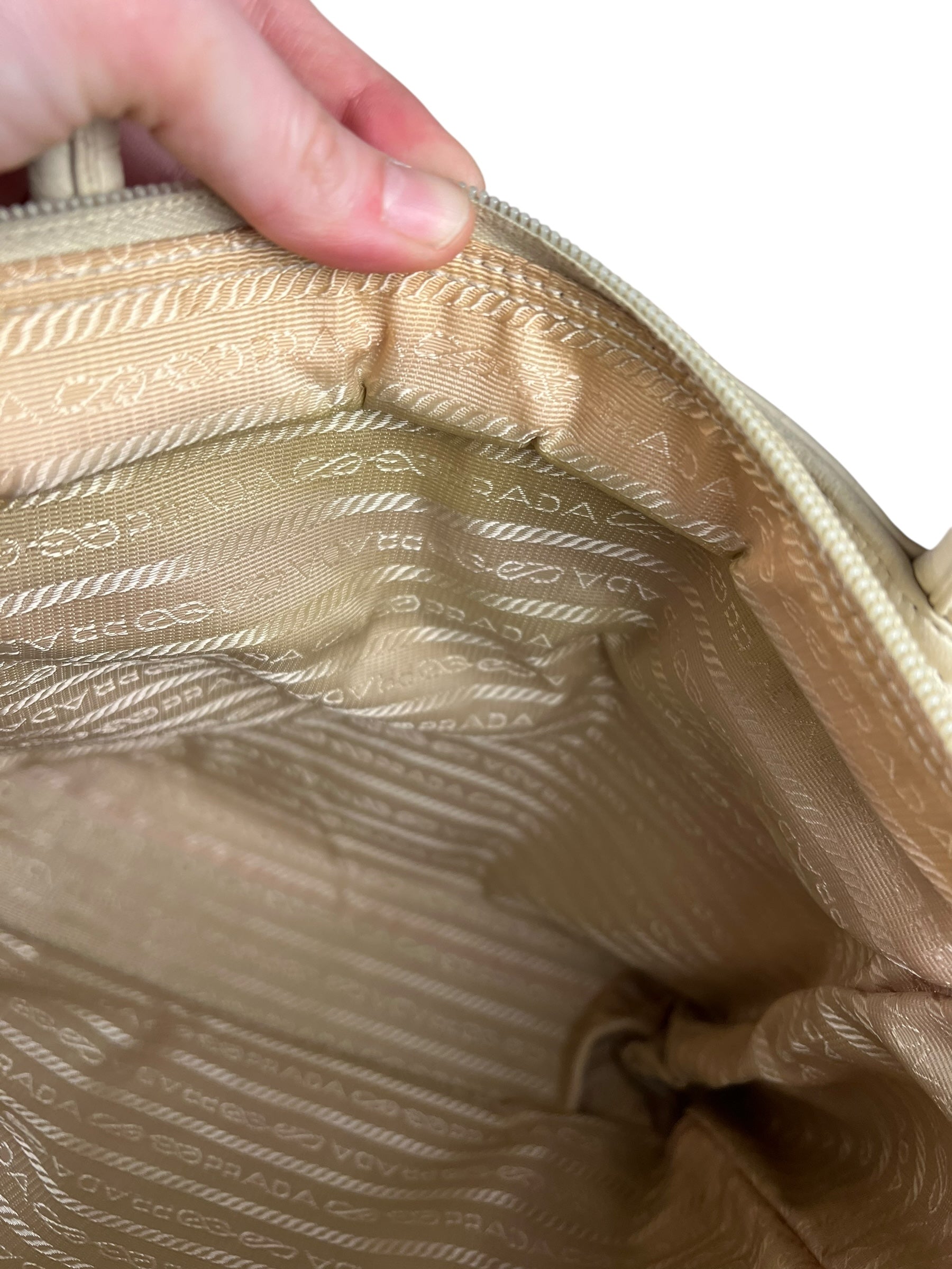Prada Leather Tote Bag Beige/Ivory