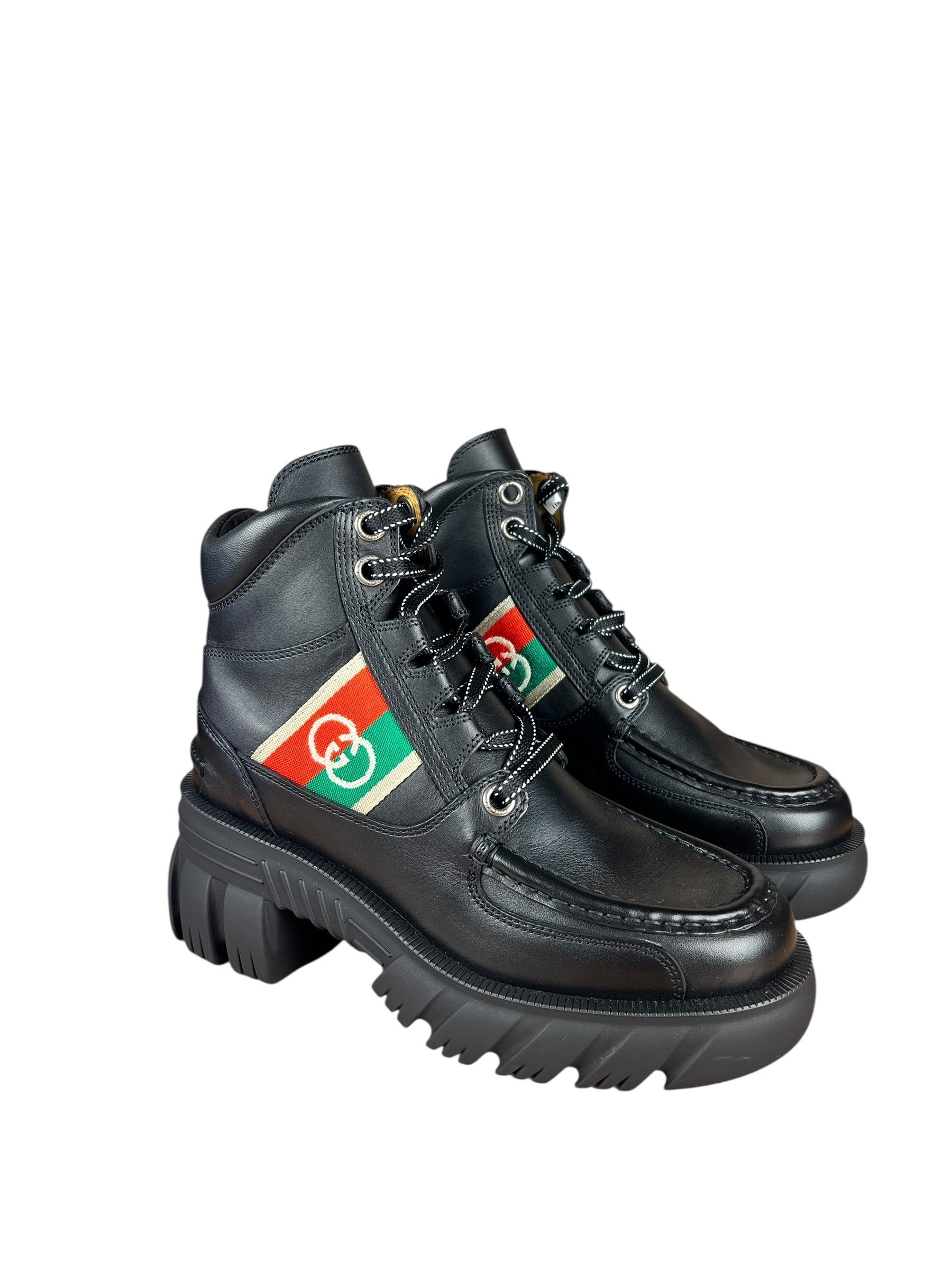 Gucci Romans Leather Interlocking G Ankle Boots
