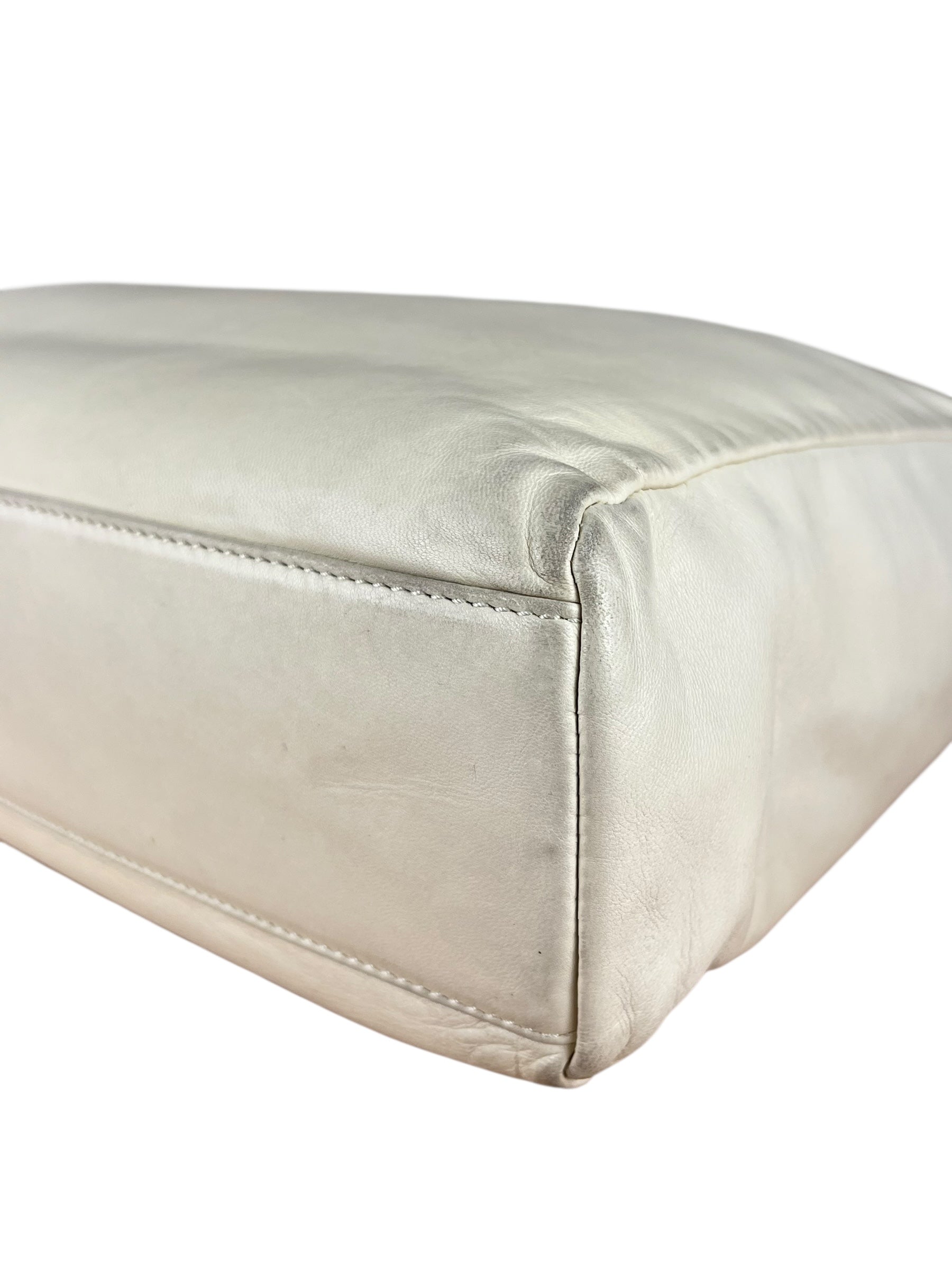 Prada Leather Tote Bag Beige/Ivory