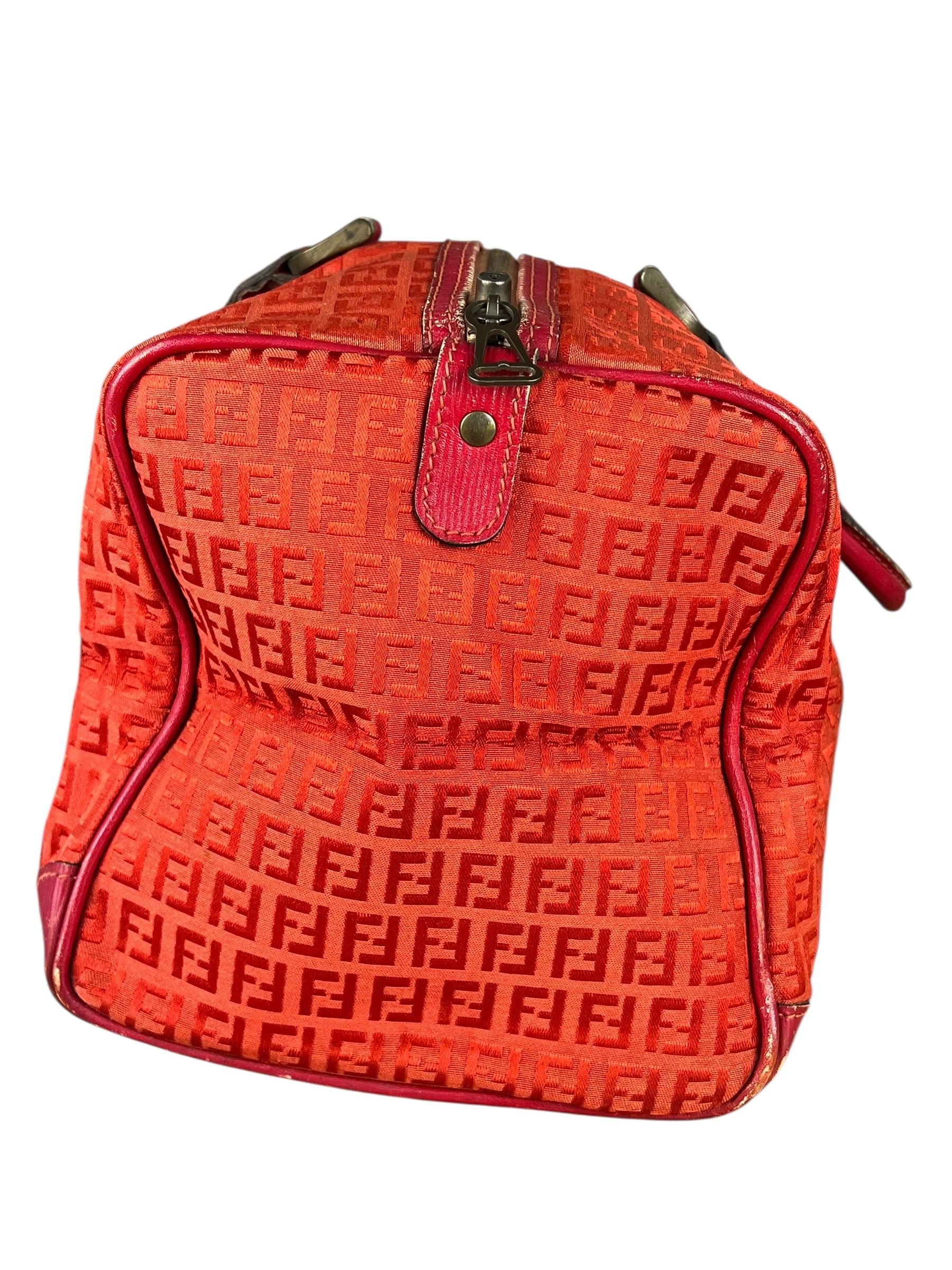 Fendi FF Vintage Boston Bag Red