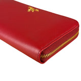 Prada Red Saffiano Leather Long Zippy Wallet