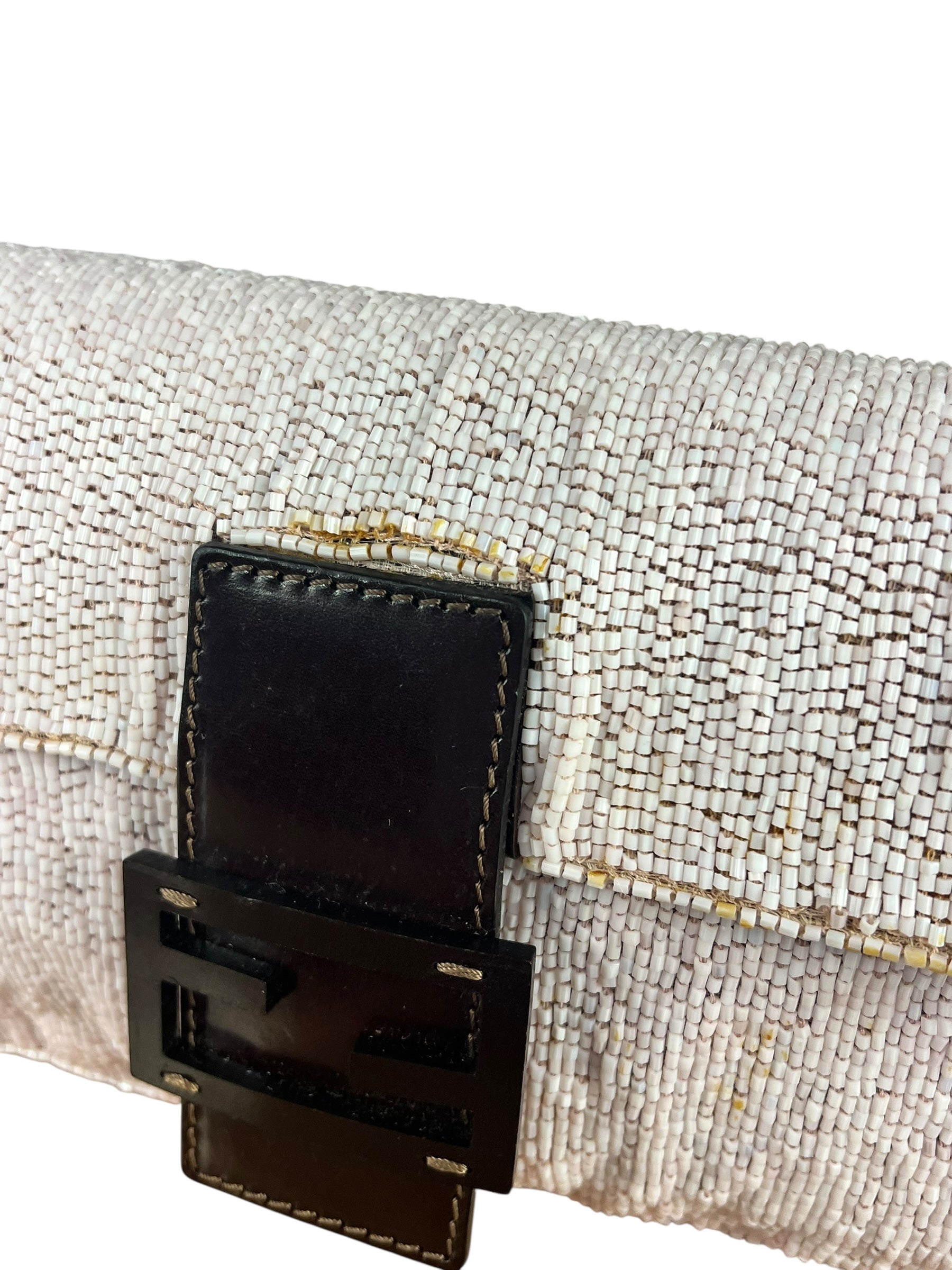 Fendi Pelle Rosa Beaded Baguette
