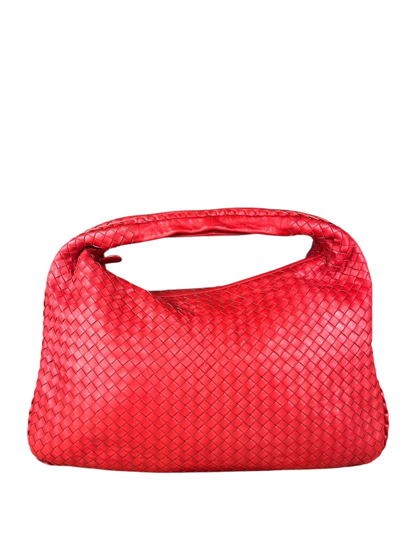 Bottega Veneta Large Intreccio Hobo Bag Red