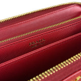 Prada Red Saffiano Leather Long Zippy Wallet