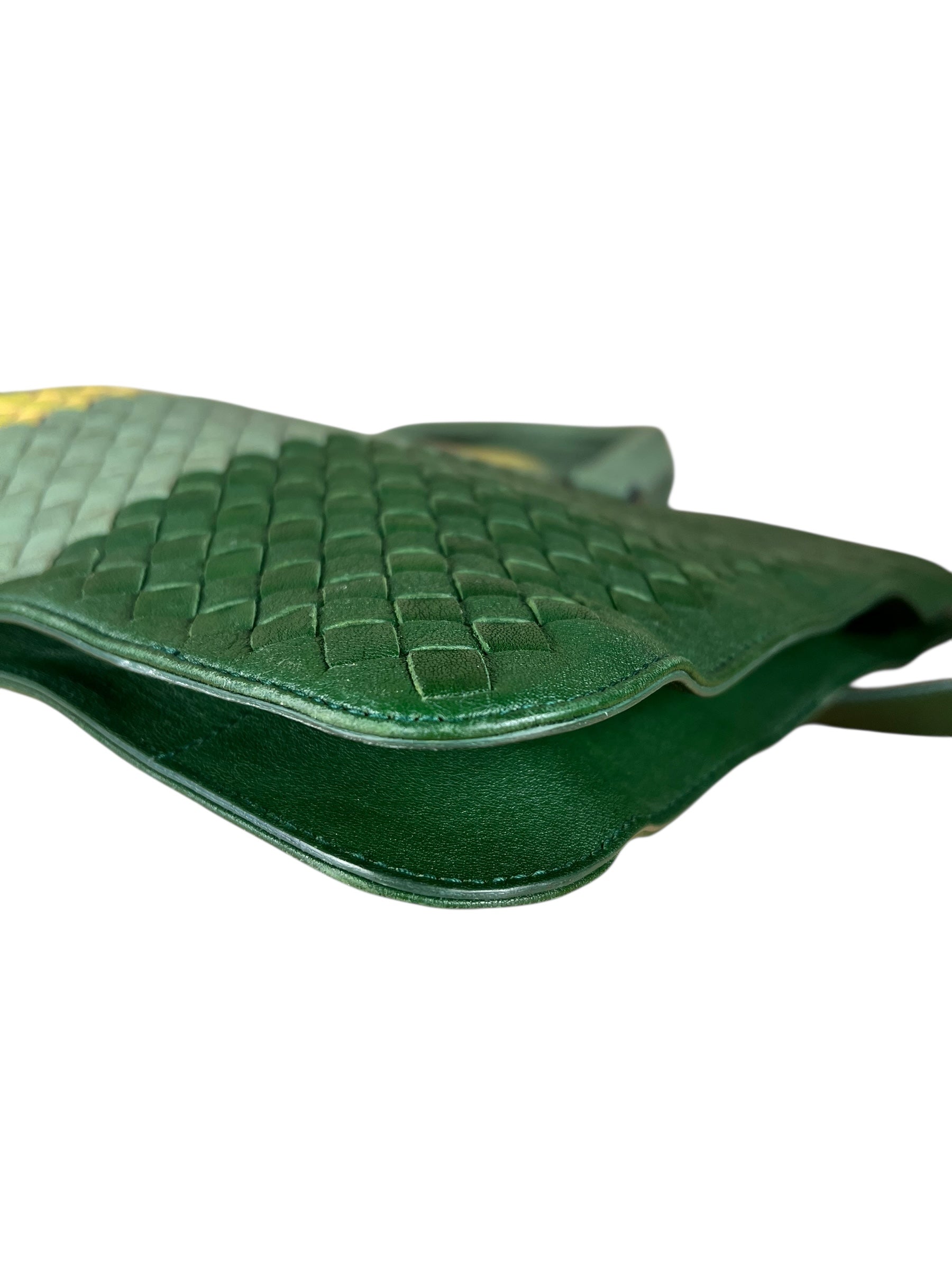 Bottega Veneta Intercciato Multicolor Business Bag Green/Yellow