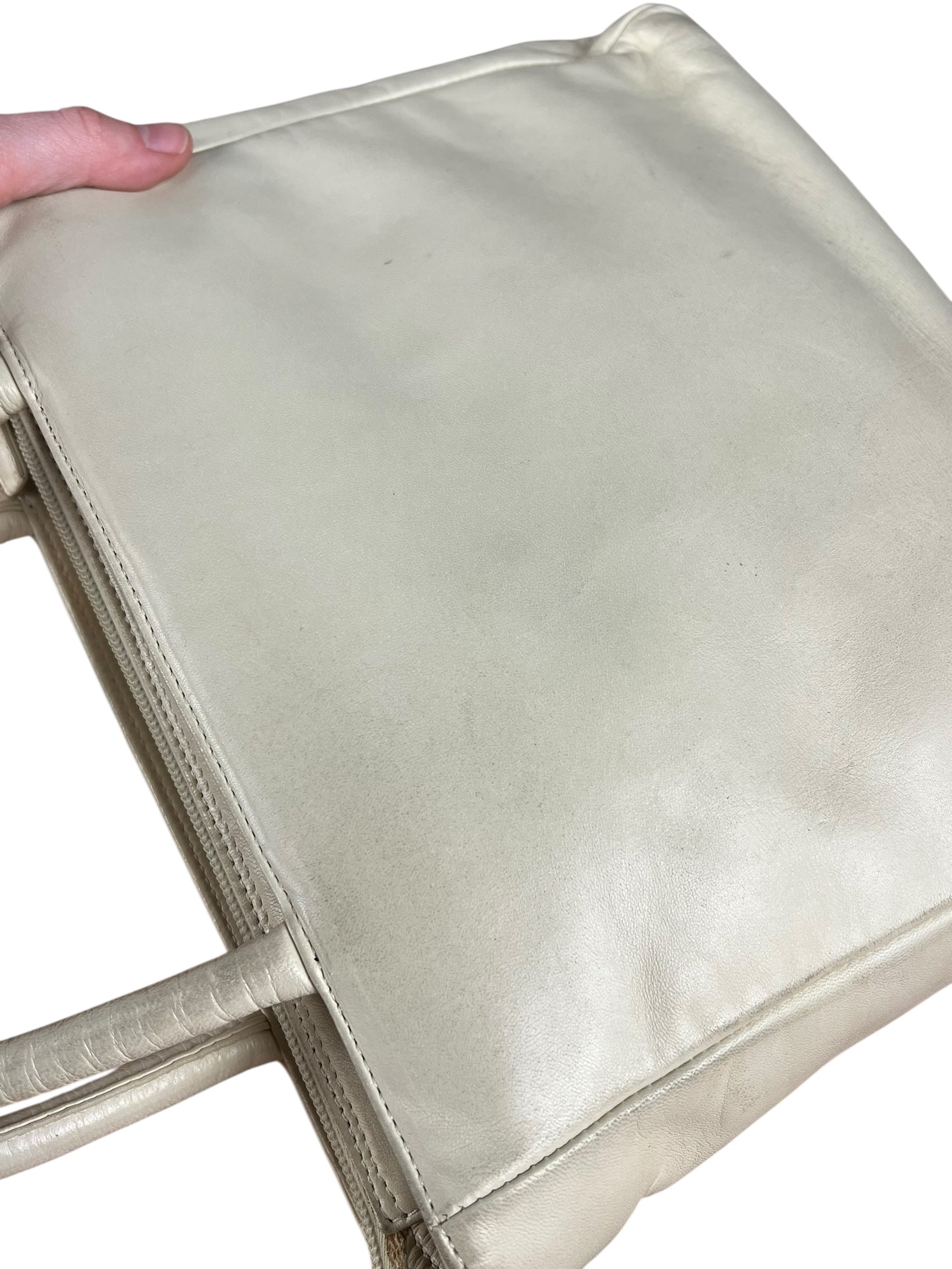 Prada Leather Tote Bag Beige/Ivory