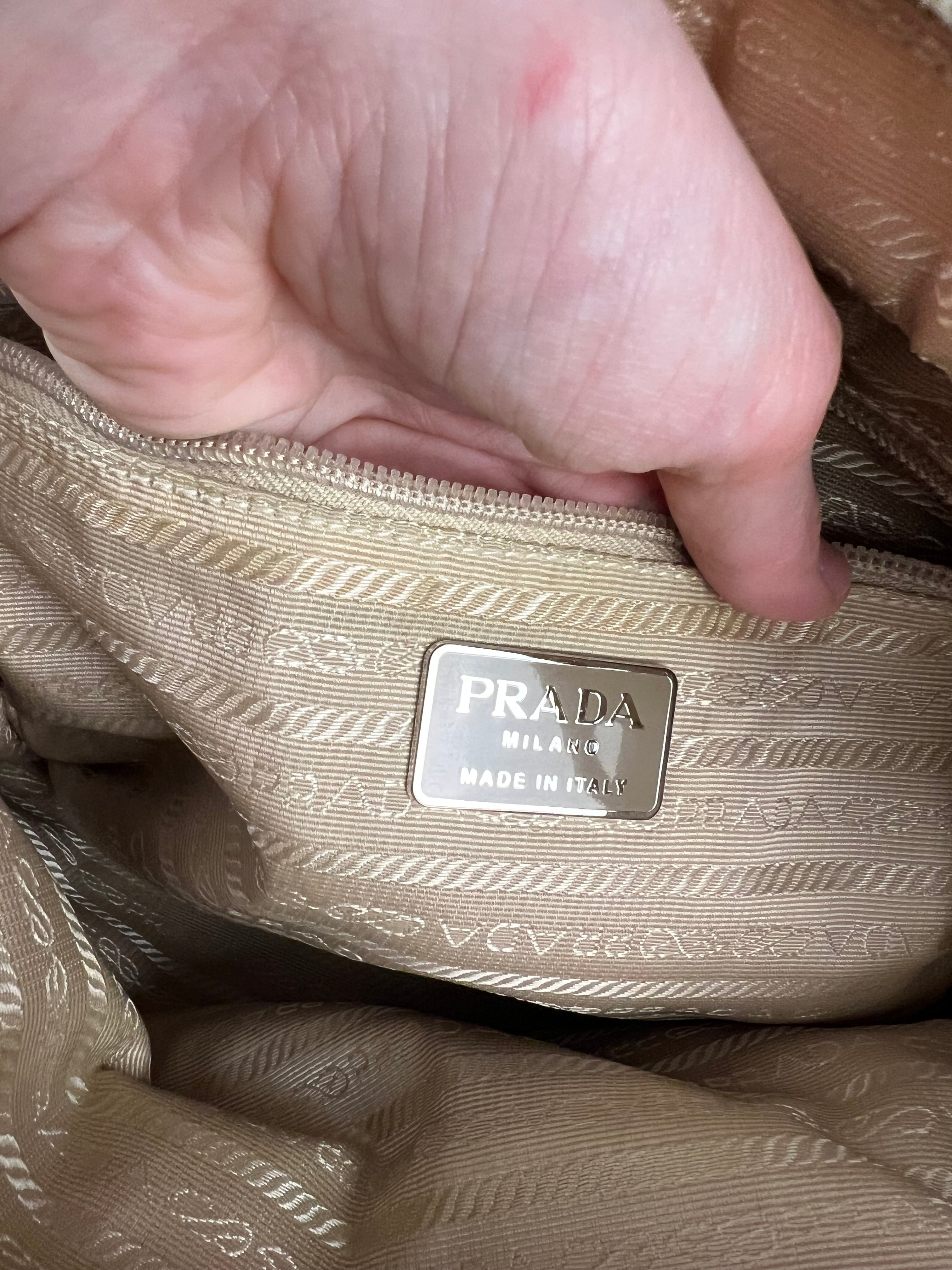 Prada Leather Tote Bag Beige/Ivory
