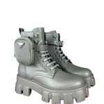 Prada Monolith Leather and Re-Nylon Pouch Boots