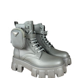 Prada Monolith Leather and Re-Nylon Pouch Boots
