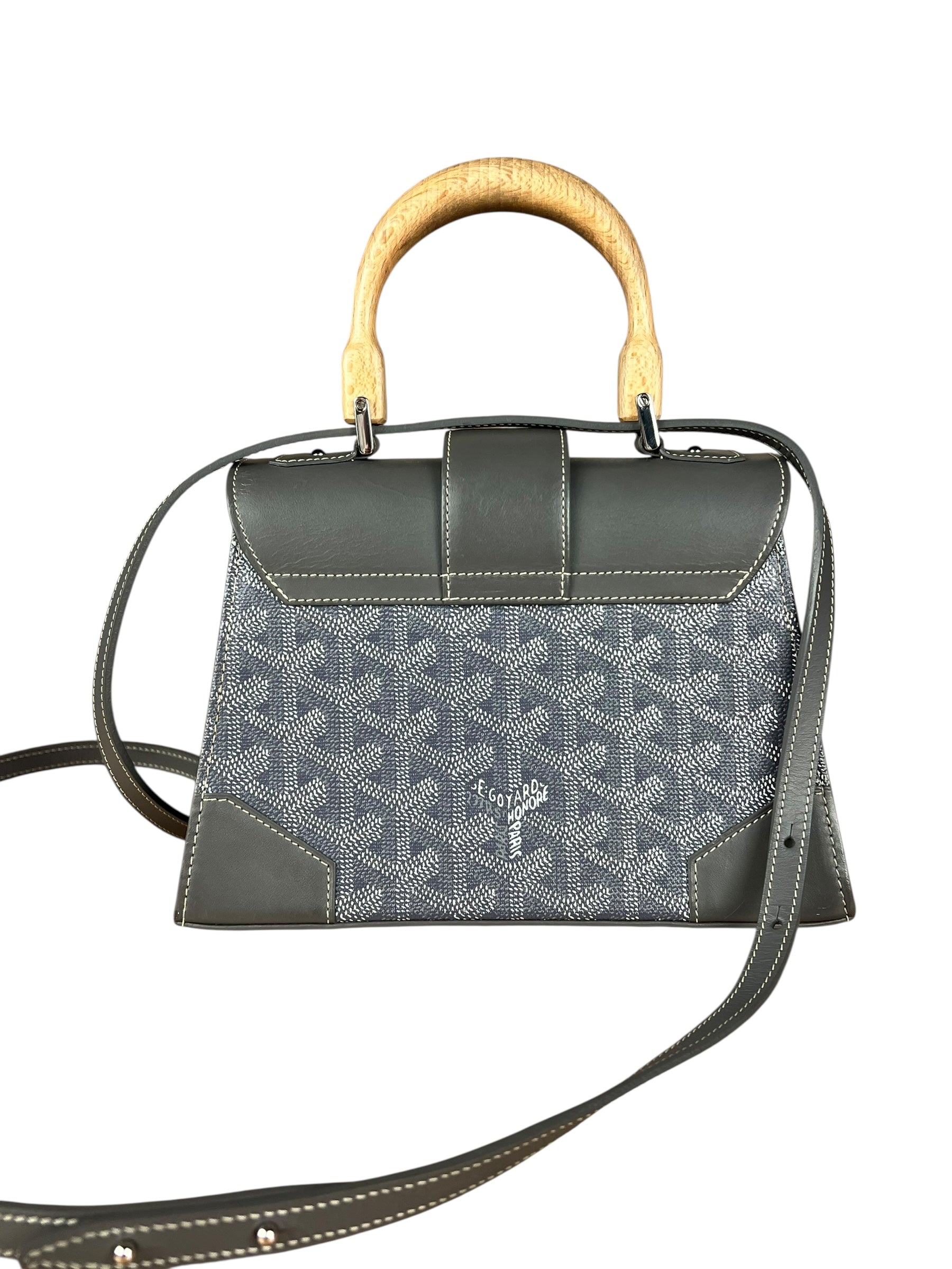 Goyard Mini Grey Goyardine Saigon Top Handle Bag