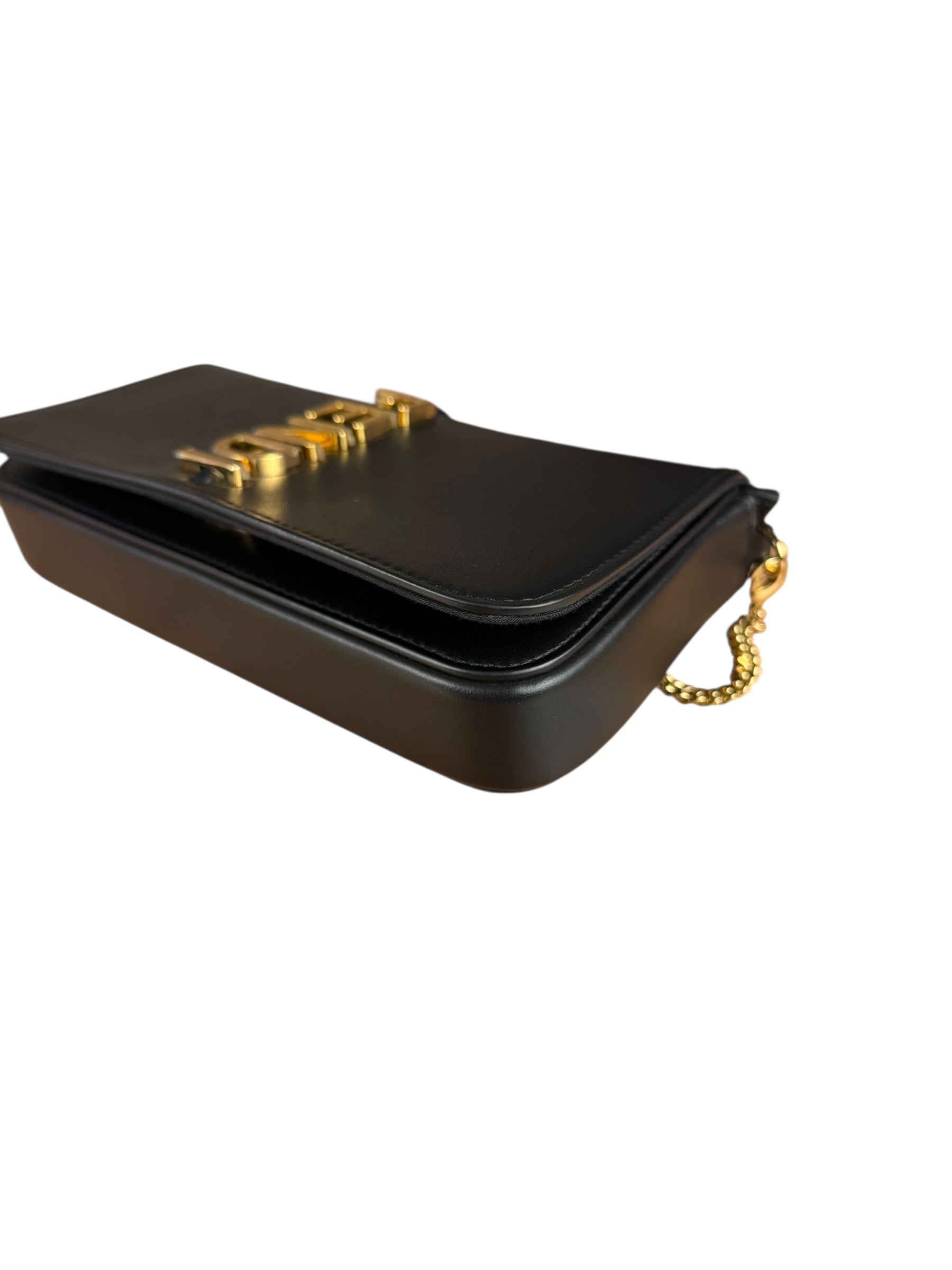 Fendi Fendigraphy Black Leather Wallet on Chain