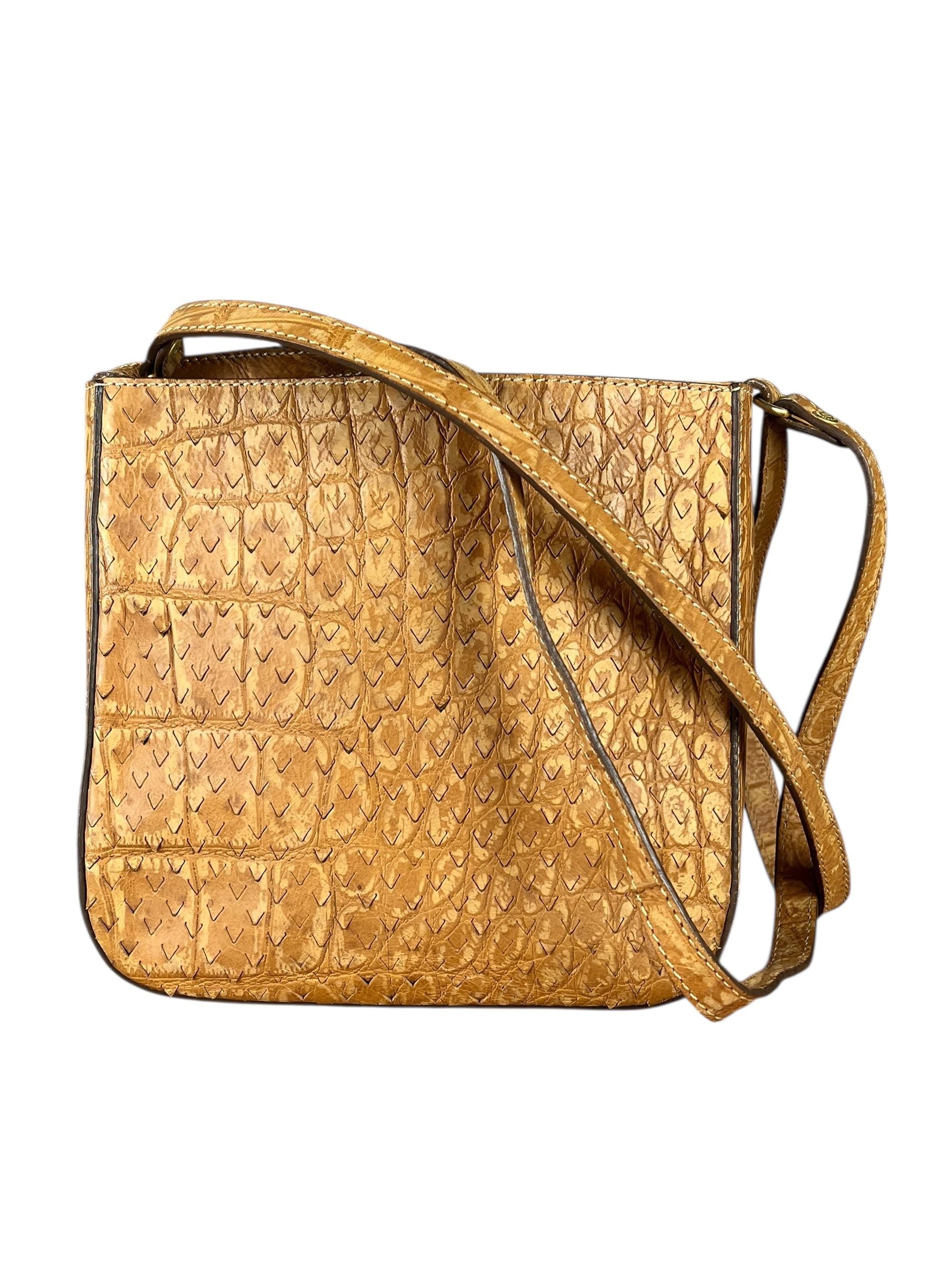 Fendi Vintage Crocodile-Embossed Leather Crossbody Bag