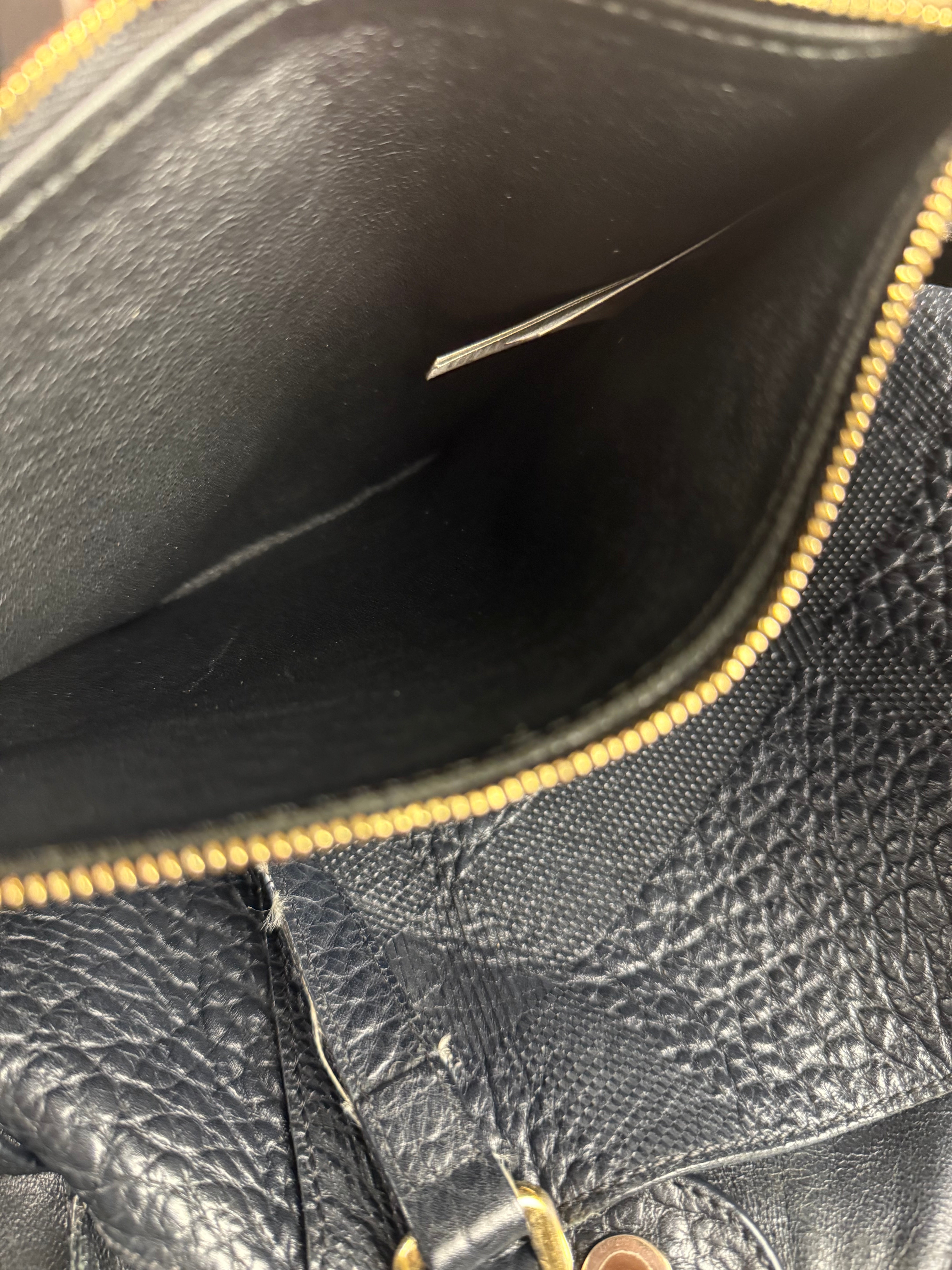 Burberry Black Pebbled Leather Shoulder Bag
