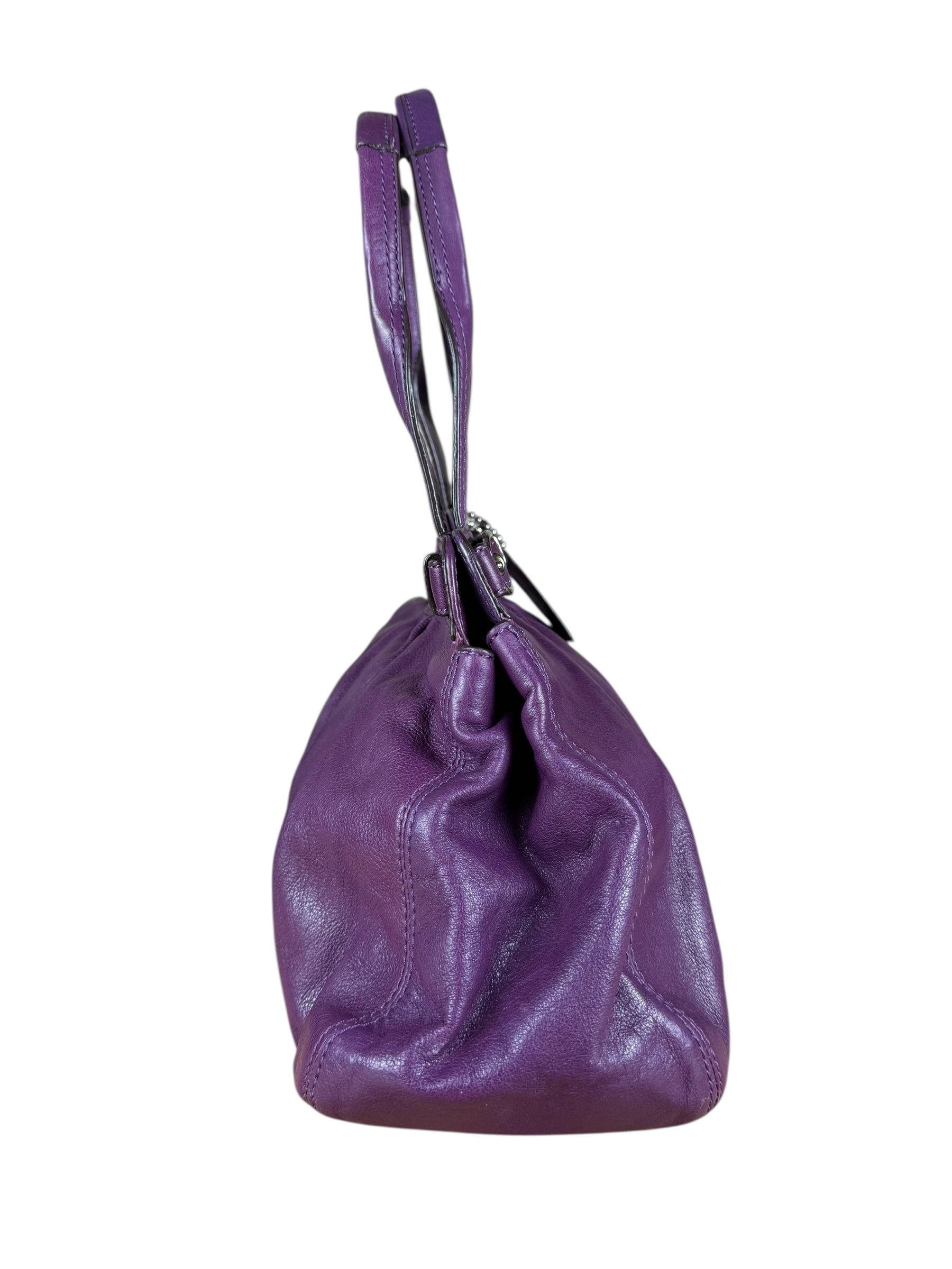 Coach Vintage Purple Leather Hobo Shoulder Bag