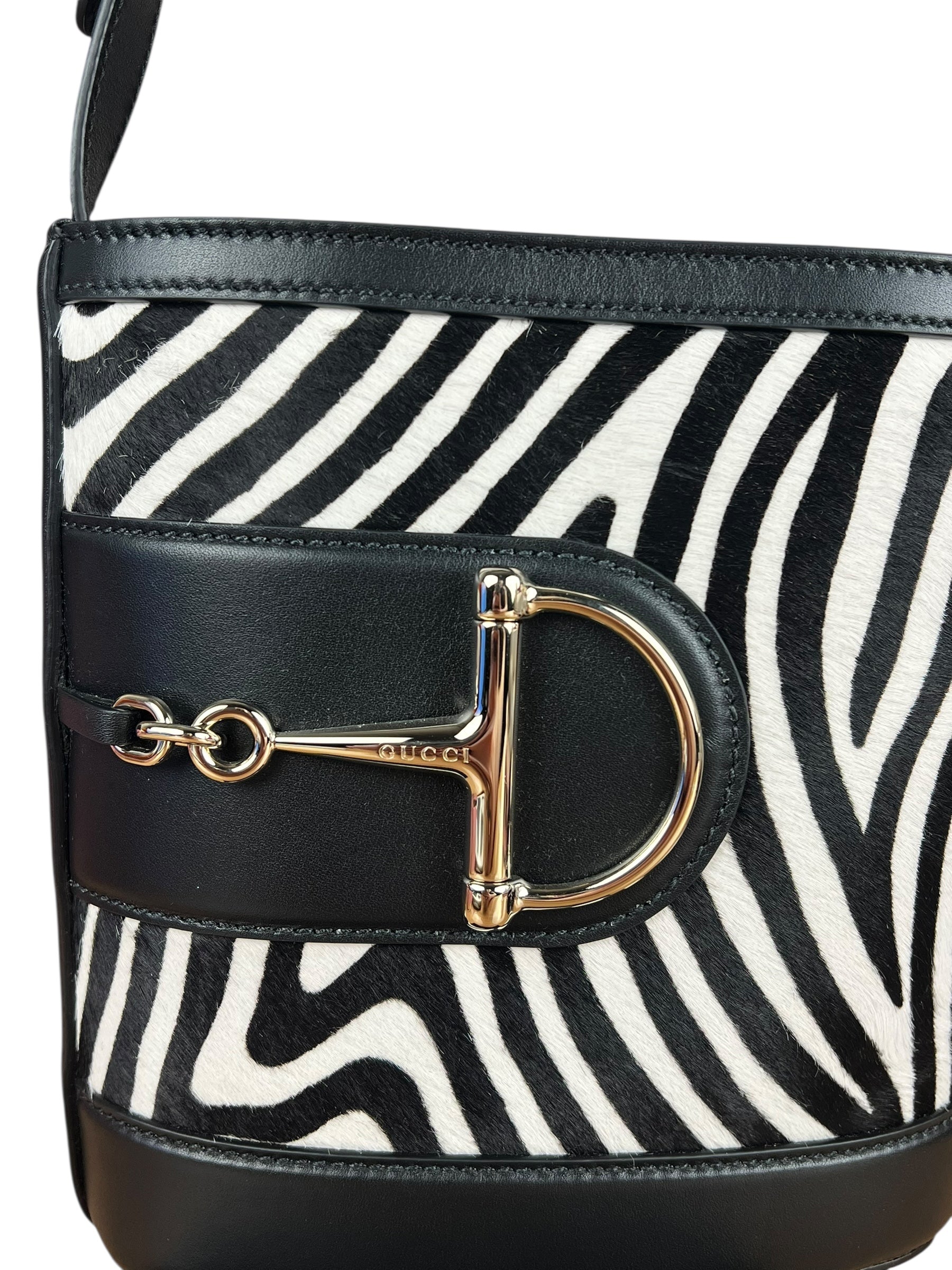 Gucci 73 Small Bucket Bag Zebra Print