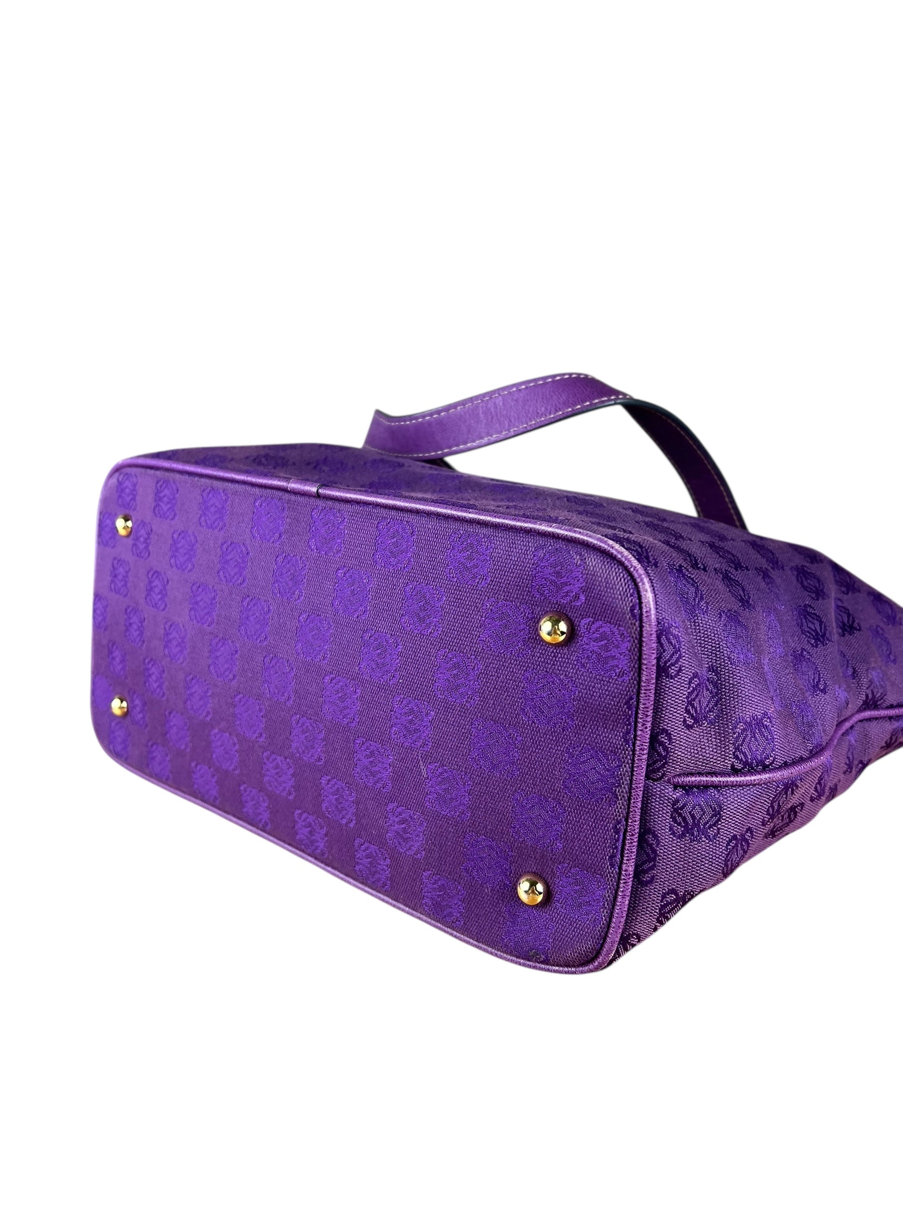 Loewe Vintage Purple Anagram Shoulder Tote