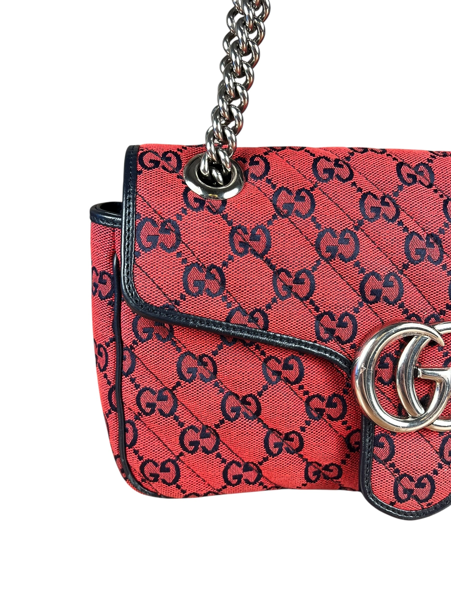 Gucci GG Red Marmont Flap Chain Shoulder Bag